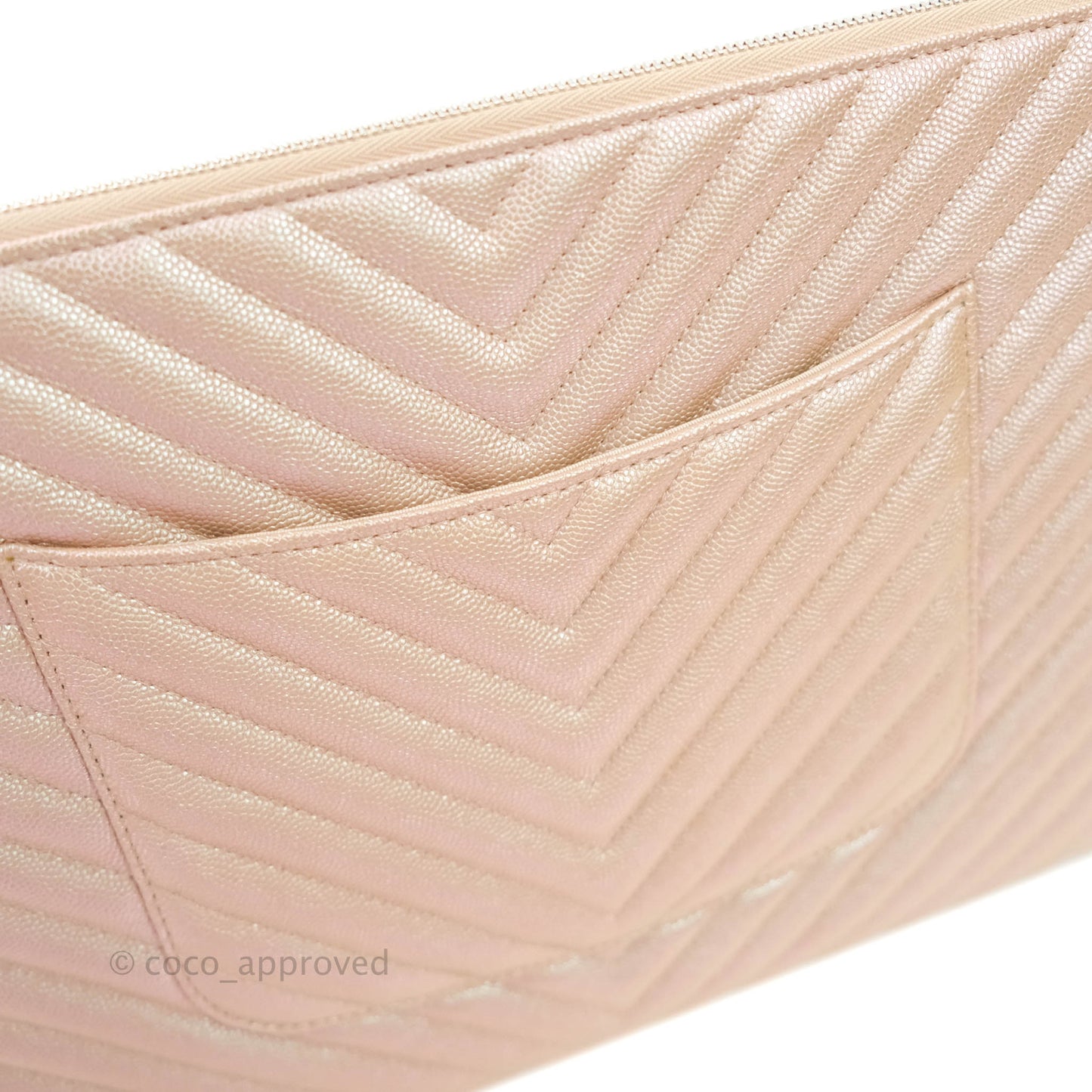 Chanel Large O Case Chevron Rose Gold 17B