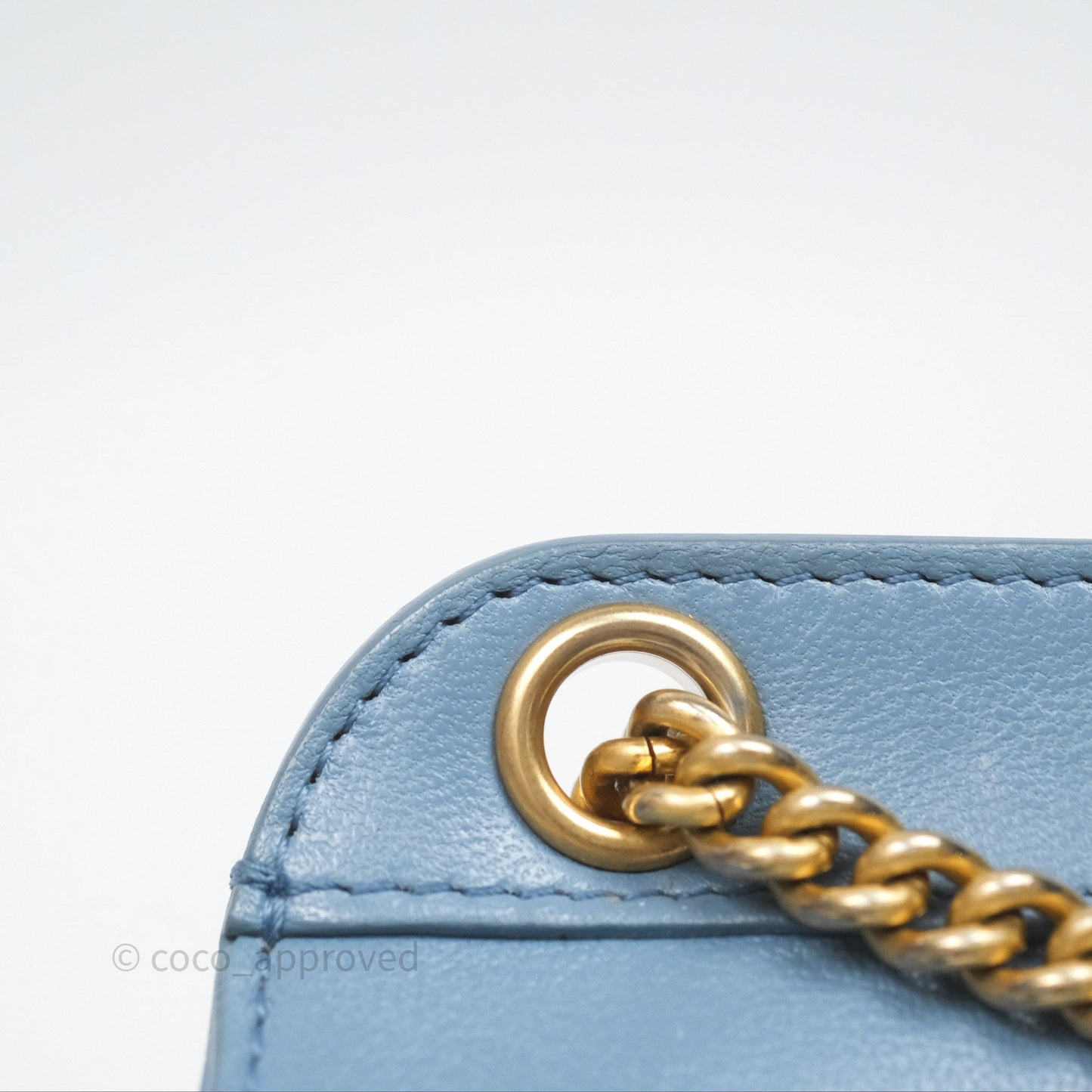 Chanel Curved Flap Bag Blue Lambskin Aged Gold Hardware