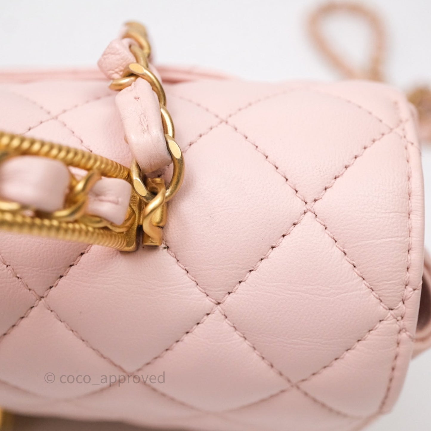 Chanel Top Handle Mini Rectangular Flap Bag Pink Lambskin Aged Gold Hardware