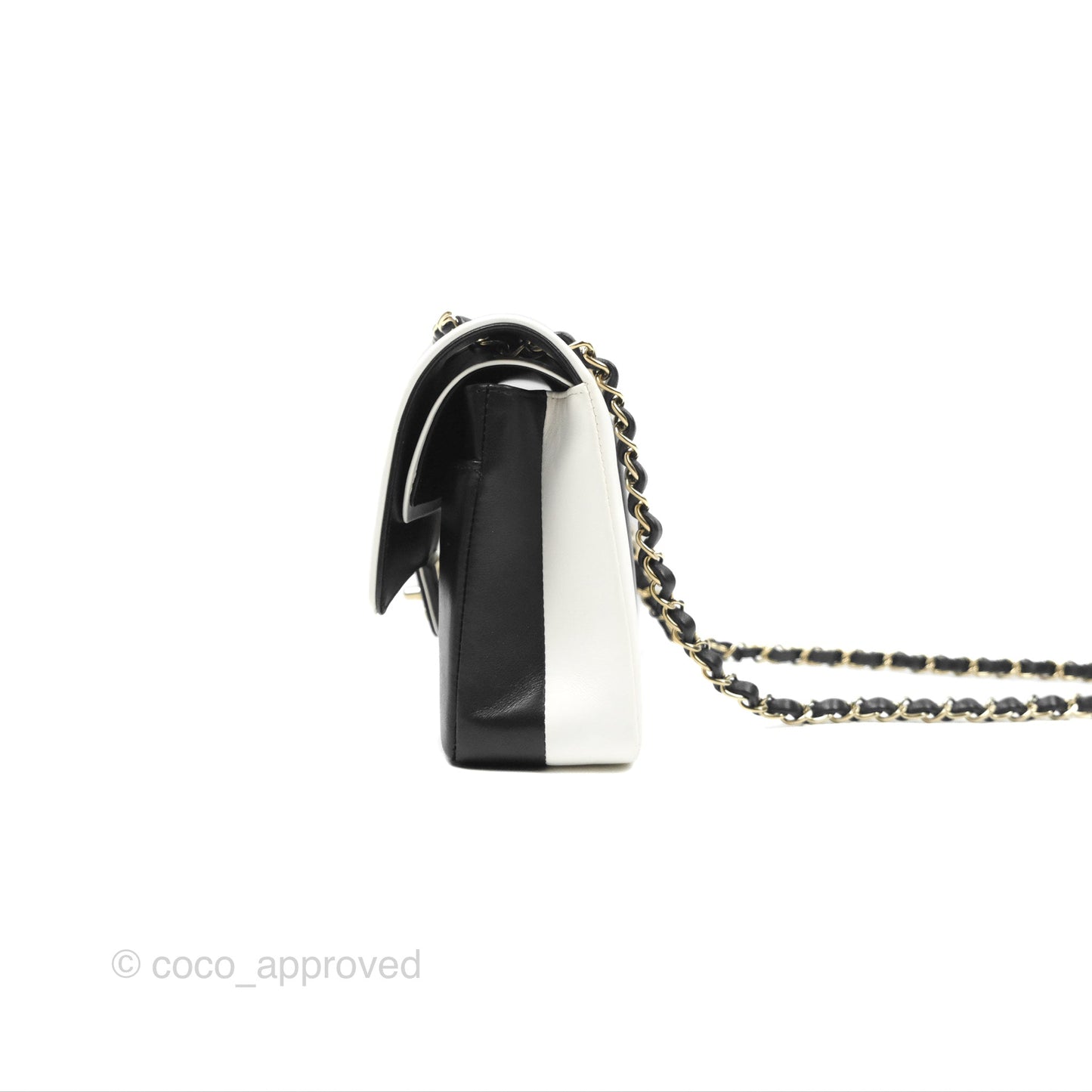 Chanel Medium Flap Black & White Lambskin Gold Hardware