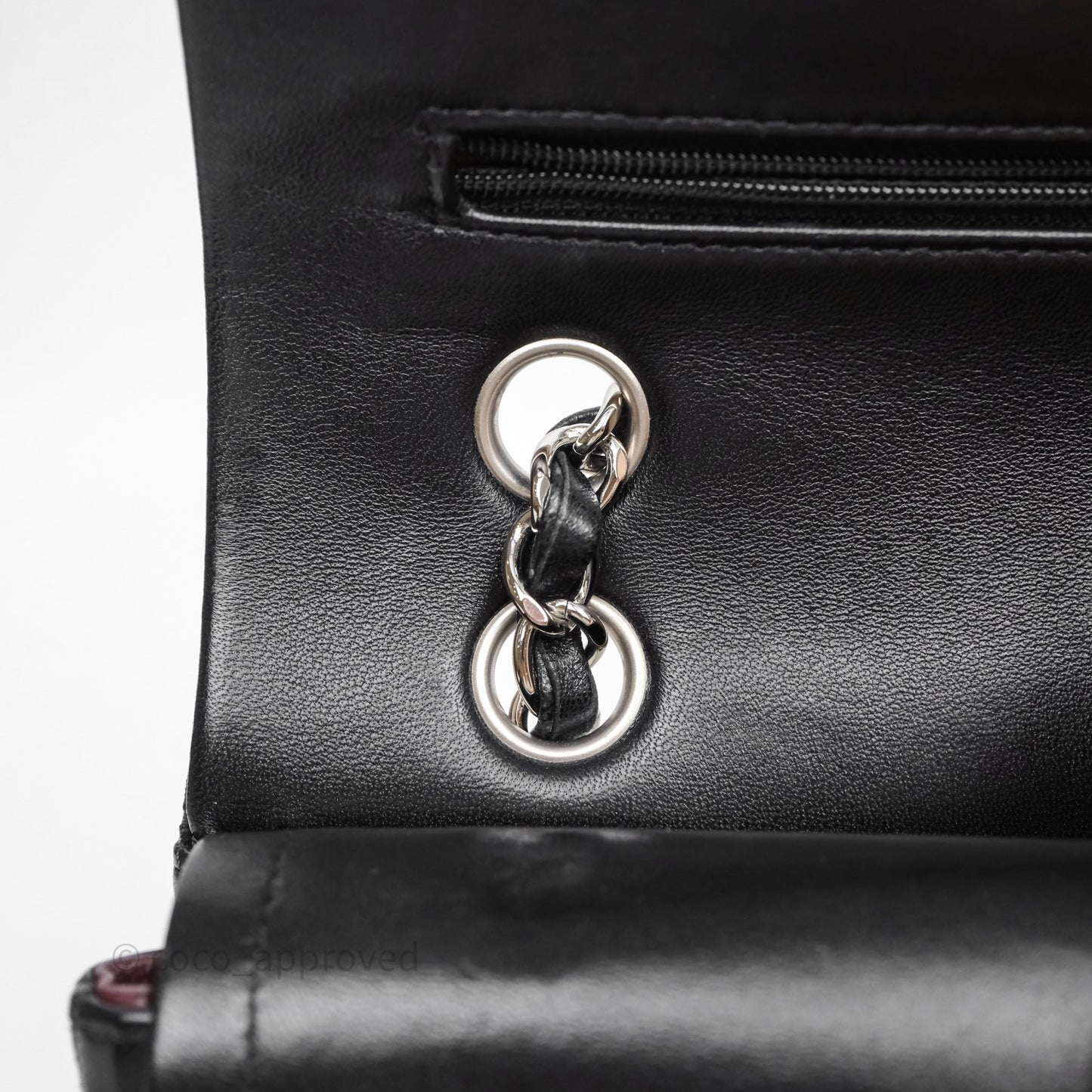 Chanel Classic M/L Medium Flap Quilted Black Lambskin Silver Hardware