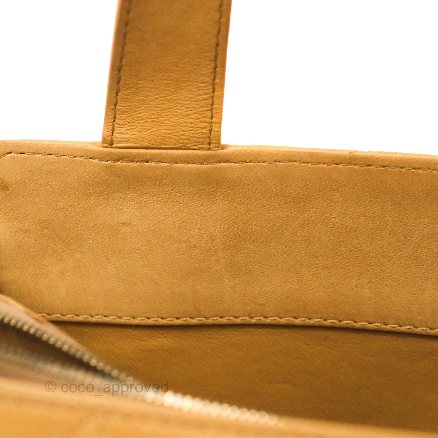 Chanel Vintage Small Top Handle Tote Quilted Beige Lambskin