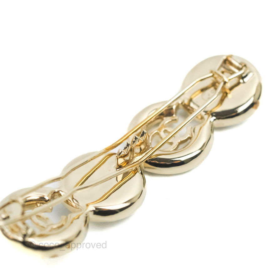 Chanel CC Coco Pearl Hair Clip Gold Tone 21P