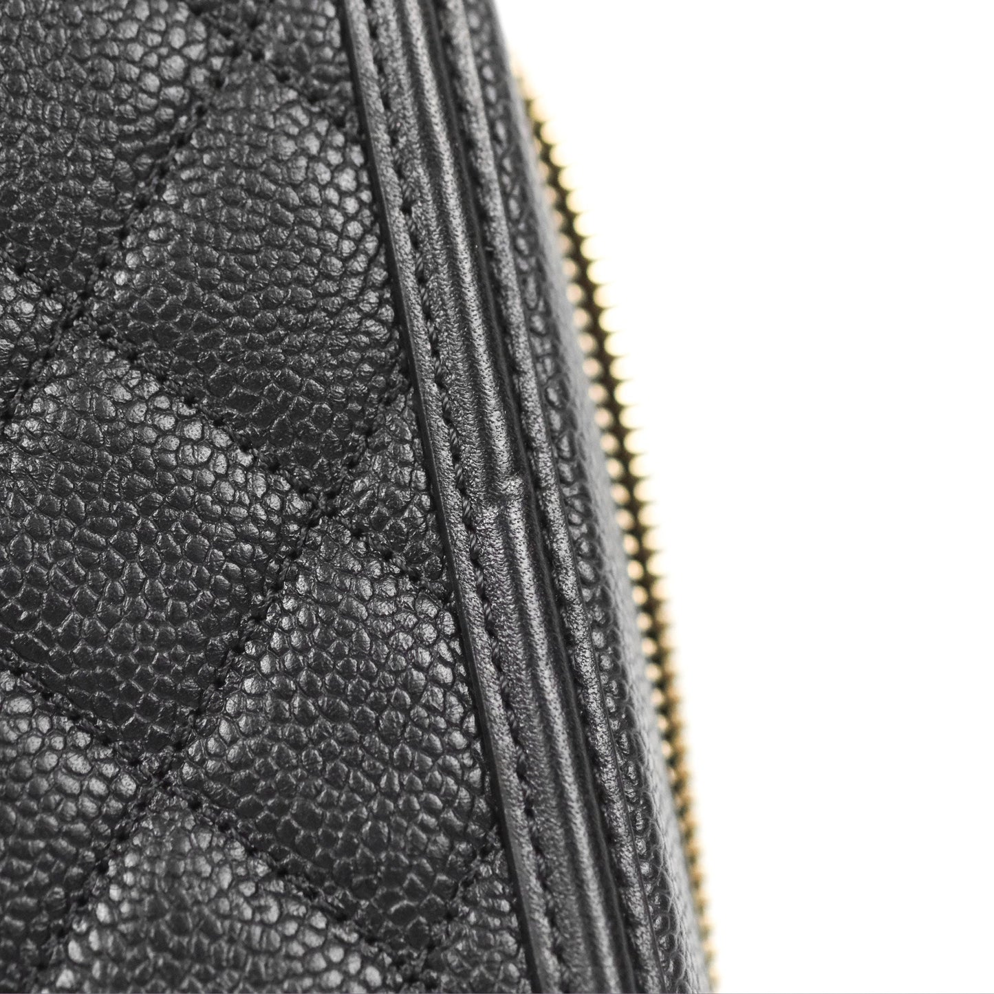 Chanel Quilted Medium CC Filigree Vanity Case Black Caviar Gold Hardware