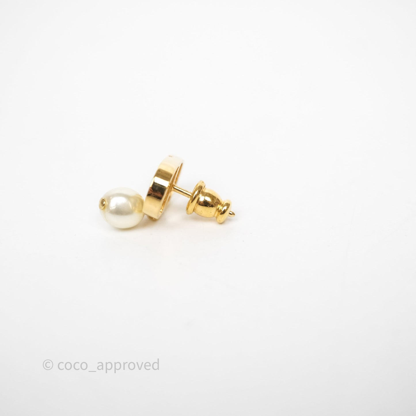 Christian Dior Petit CD Pearl Earrings Gold Tone