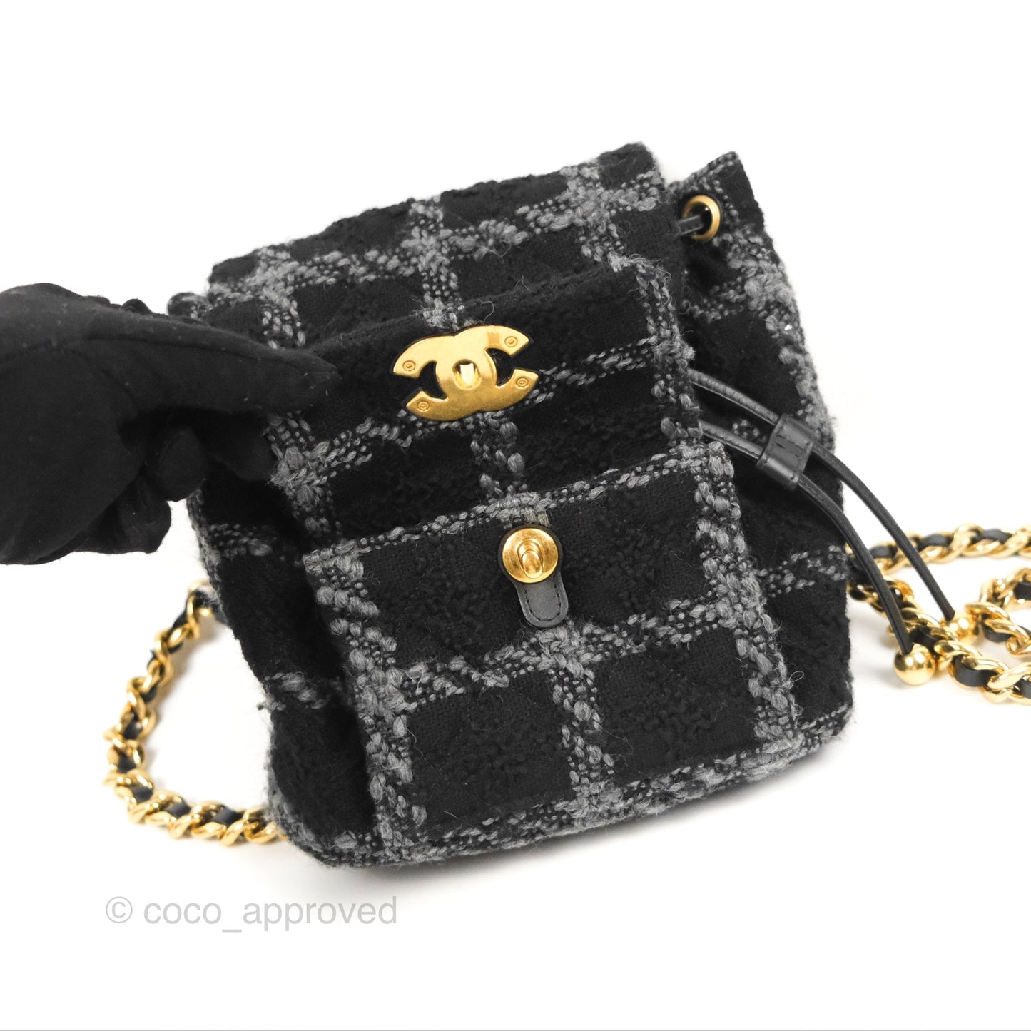 Chanel Duma Backpack Black Tweed Gold Hardware 22K