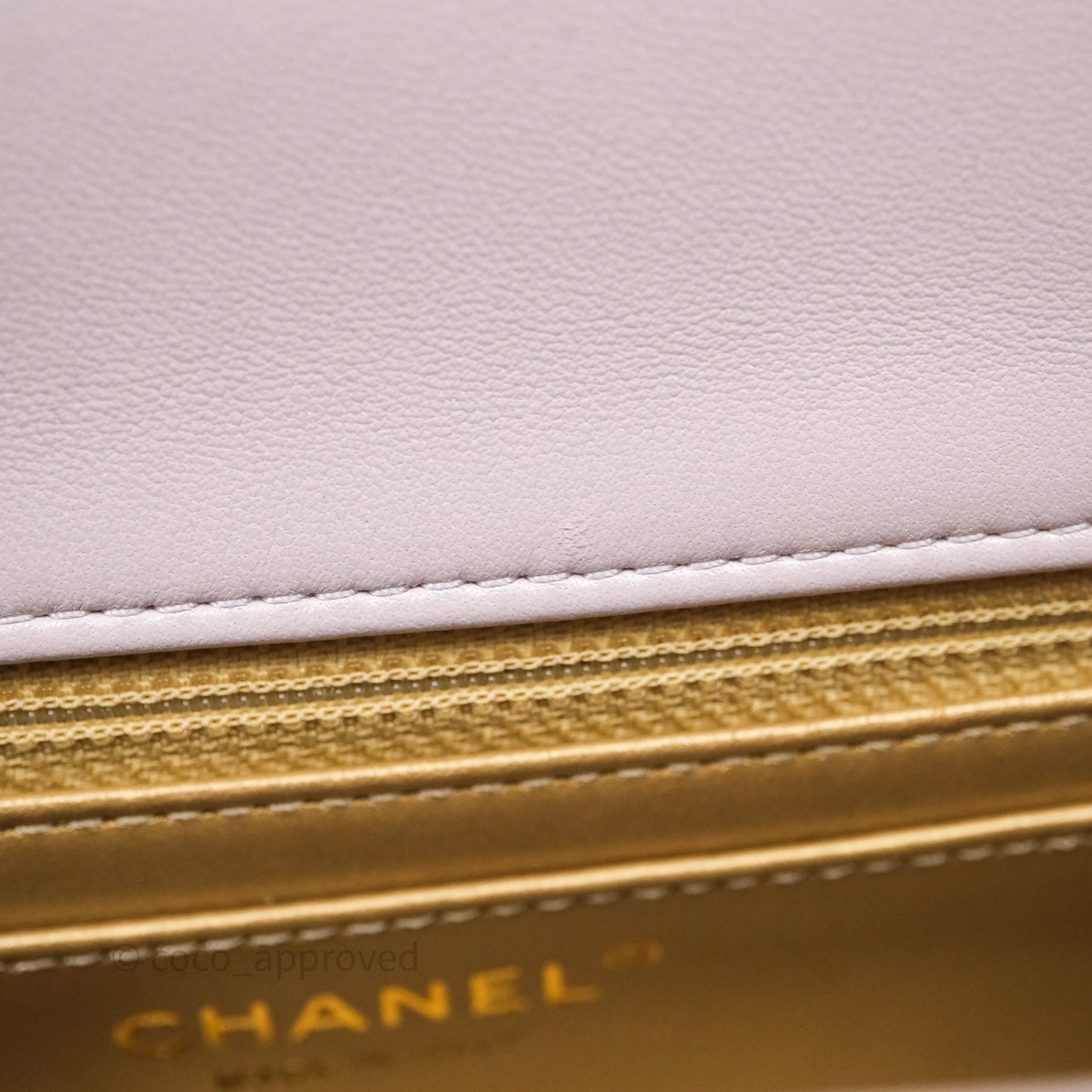 Chanel Mini Rectangular Pearl Crush Lilac Lambskin Aged Gold Hardware