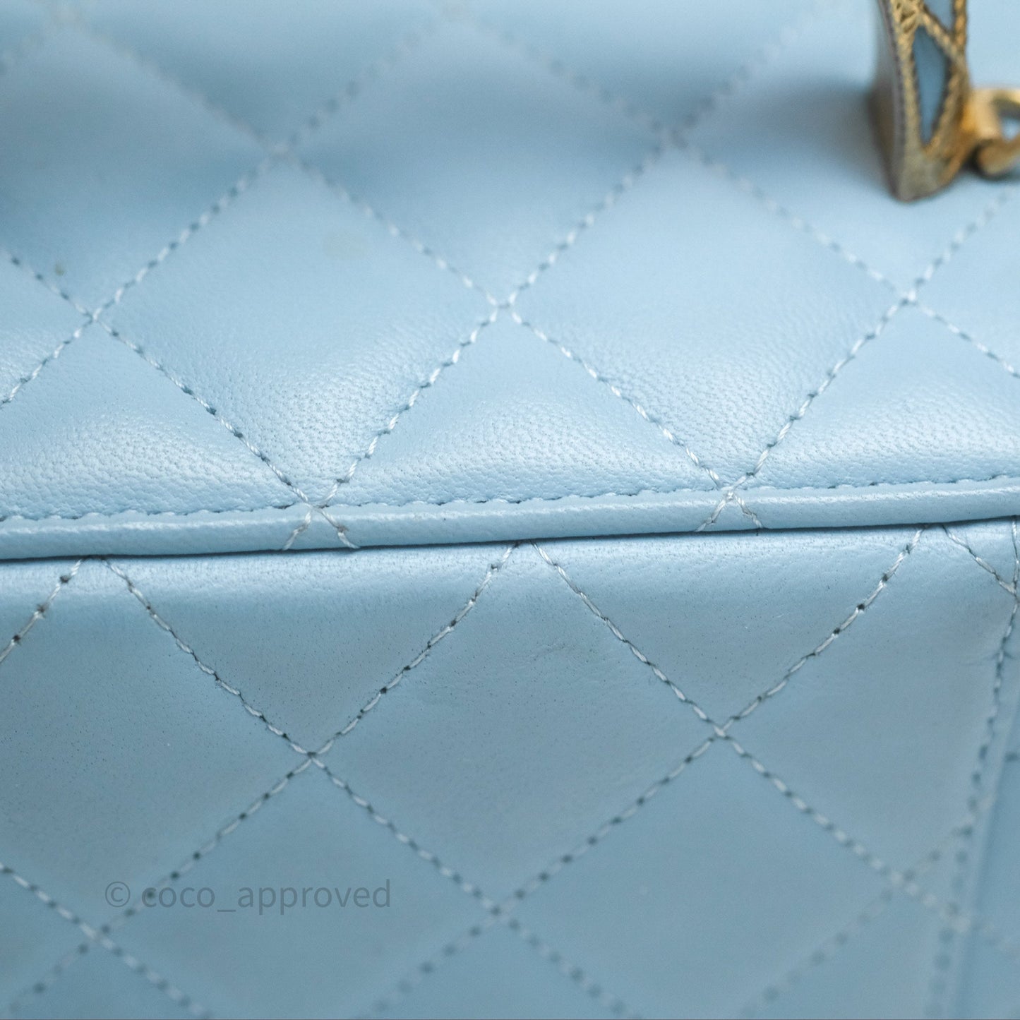 Chanel Vanity Rectangular Top Handle Blue Lambskin Gold Hardware