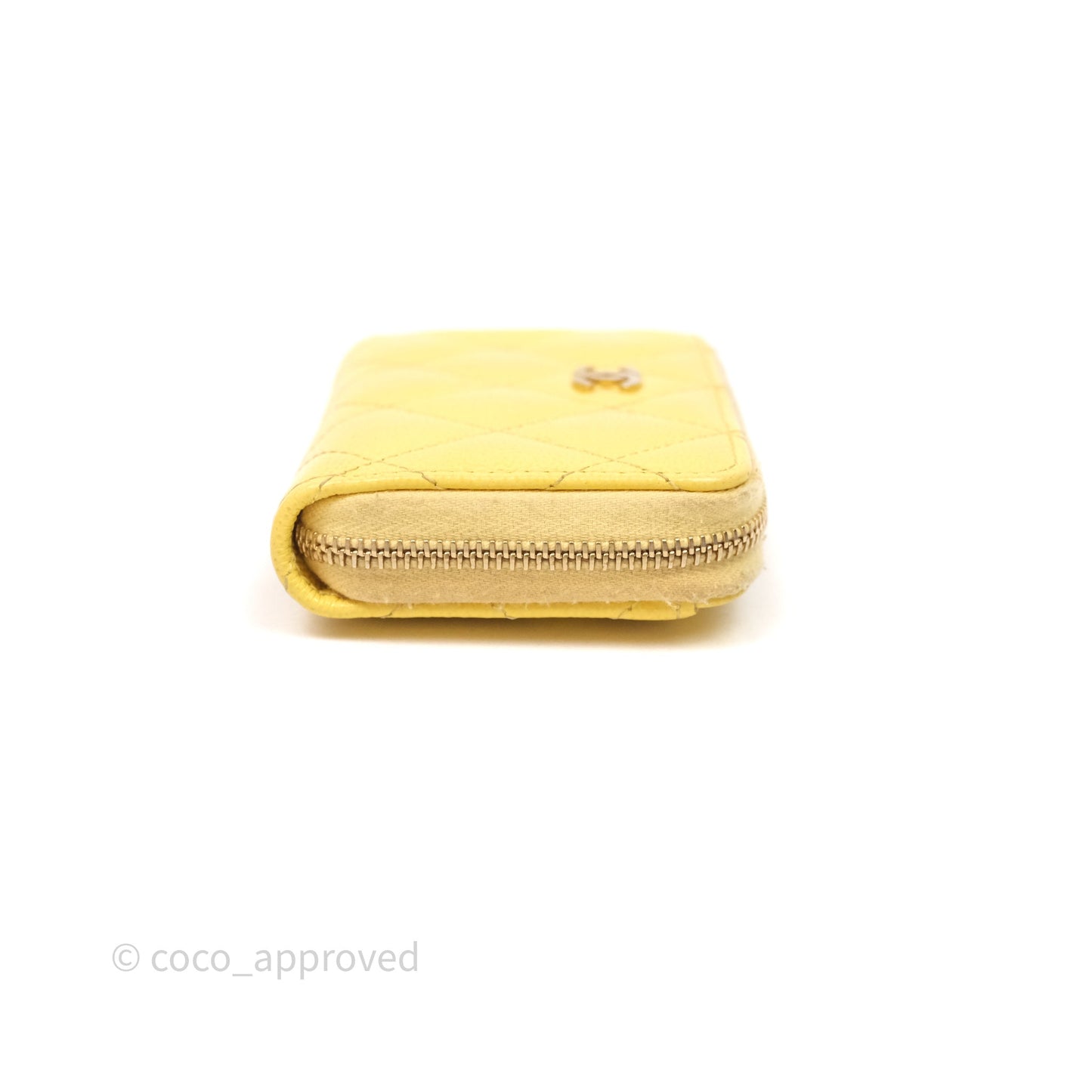 Chanel Quilted Zip Card Holder Caviar Yellow Gold Hardware