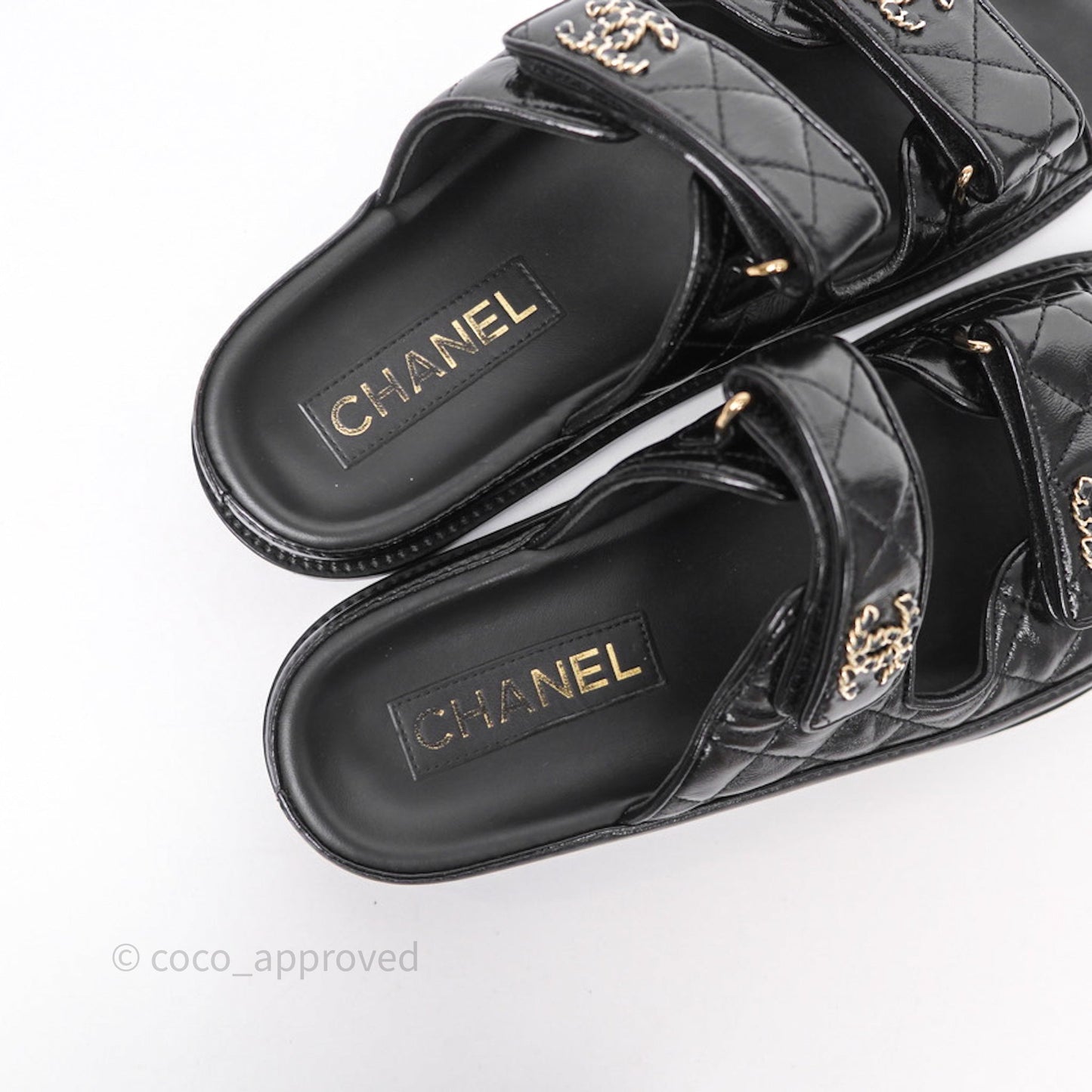 Chanel CC Black Sandals Size 36.5