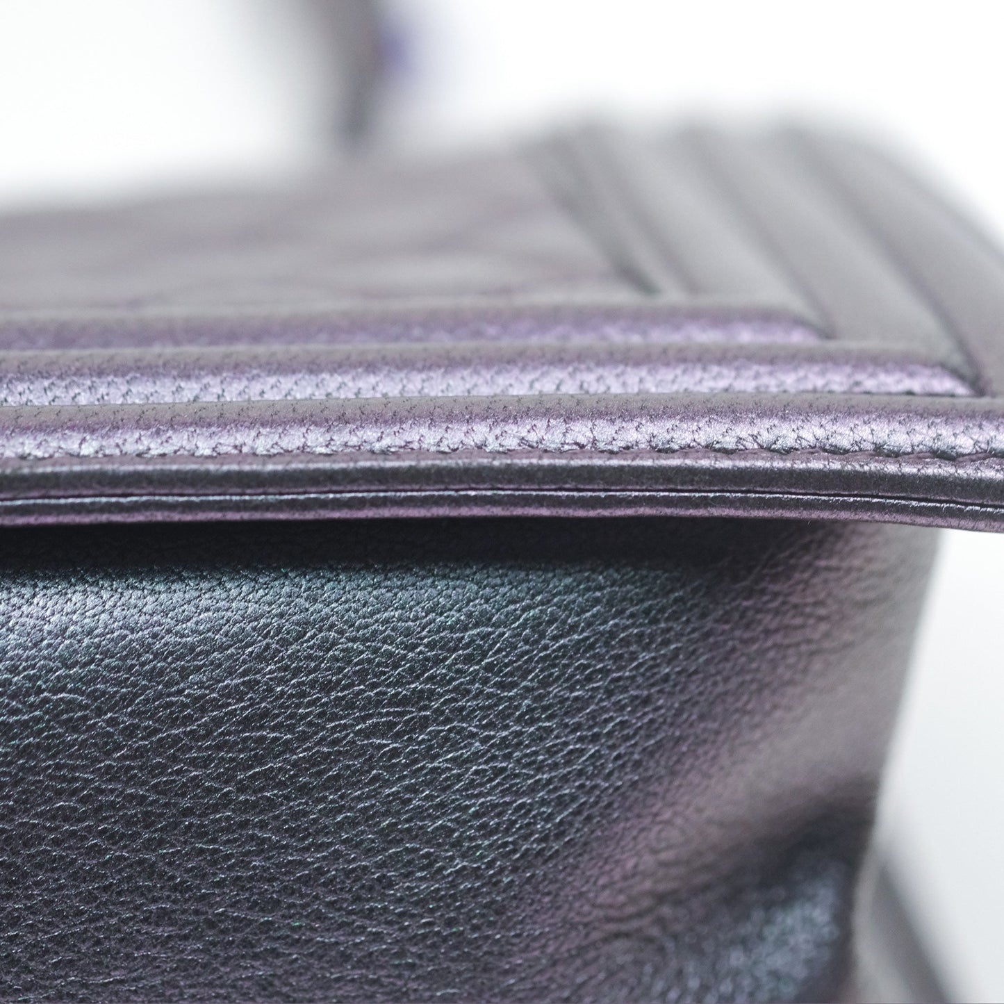 Chanel Medium Boy Quilted Iridescent Purple Goatskin Rainbow Hardware