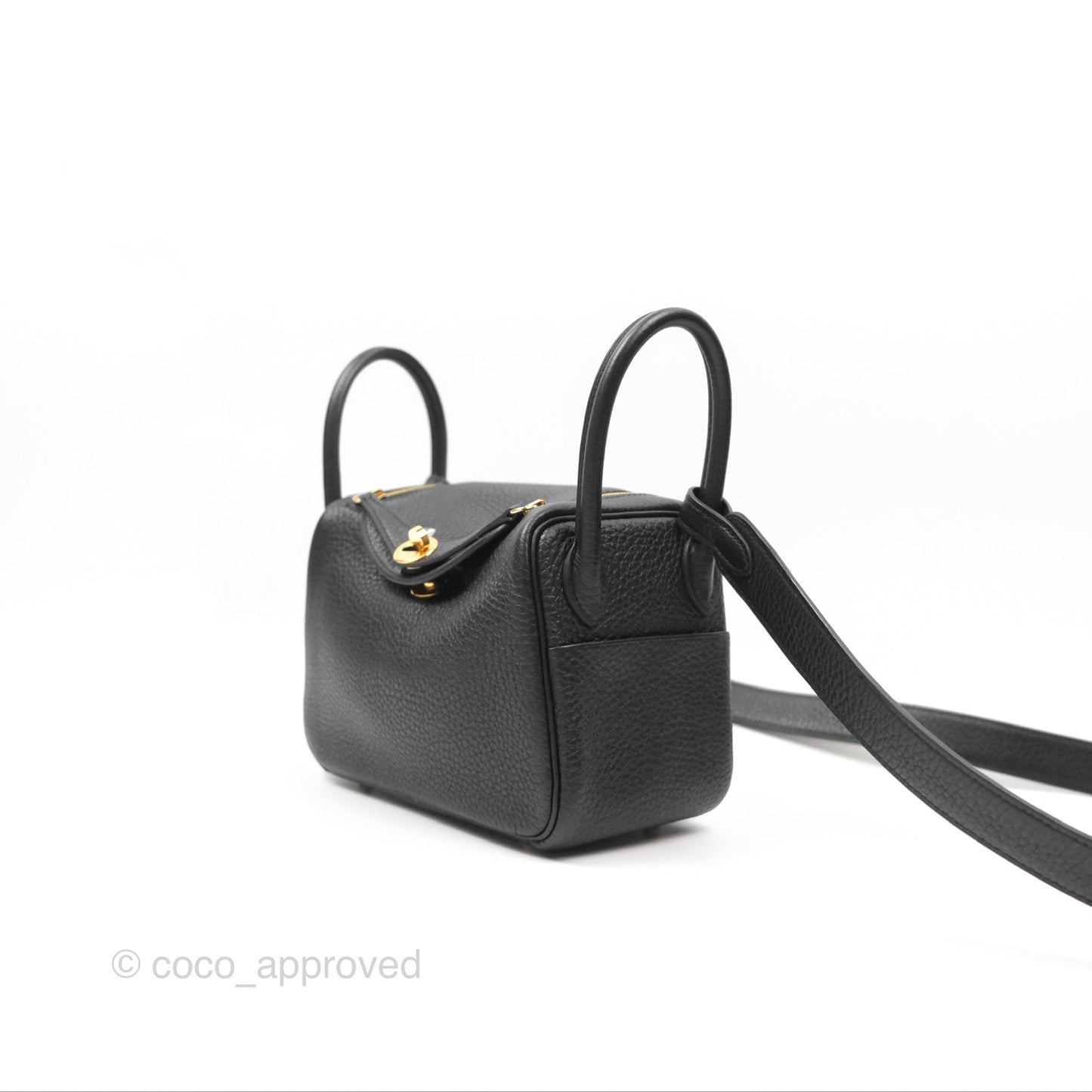 Hermès Mini Lindy 20 Black Clemence Gold Hardware
