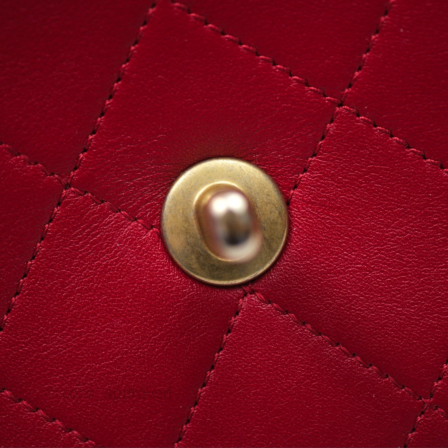Chanel Quilted Flap Bag  with Pearl Logo Top Handle Red Lambskin Aged Gold Hardware