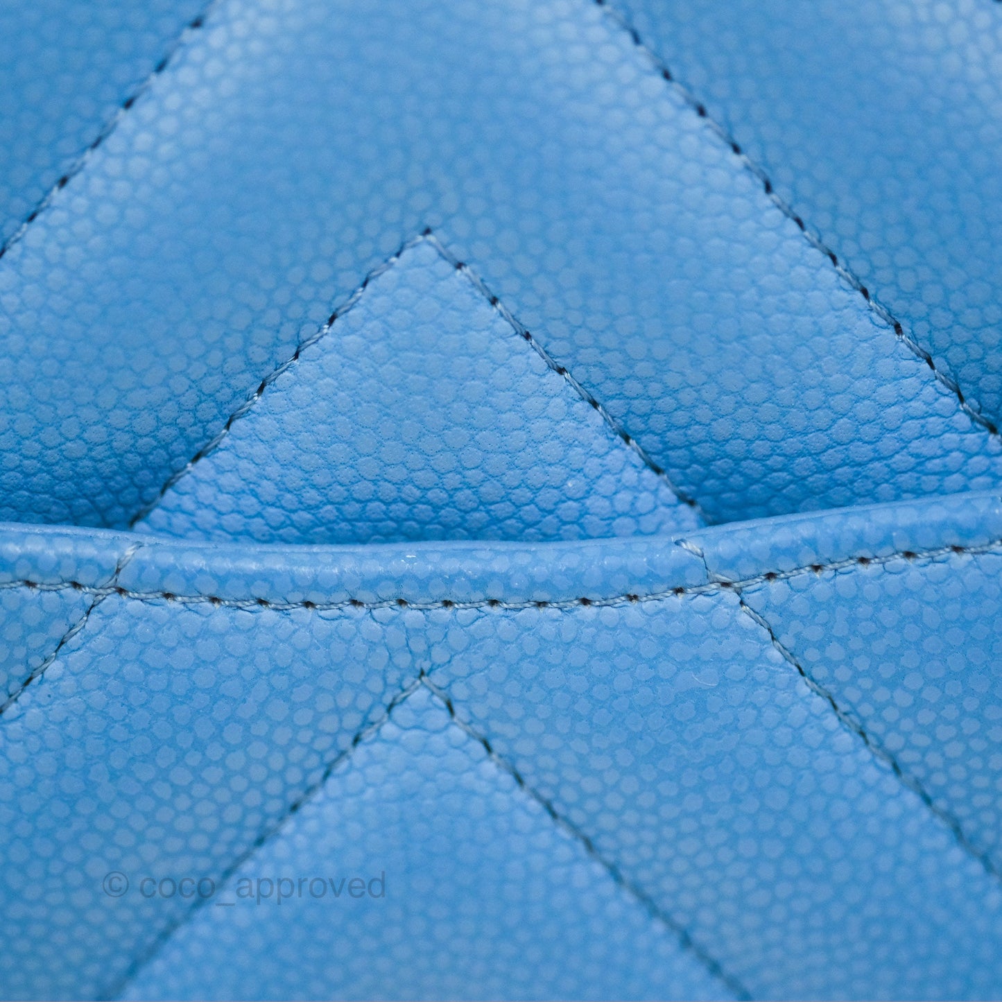 Chanel Small Classic Flap Chevron Blue Caviar Gold Hardware