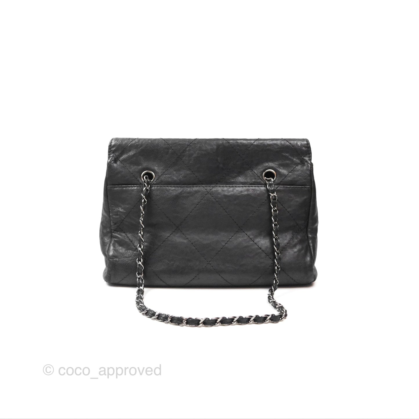 Chanel Large Hamptons Shopping Tote Black Washed Calfskin