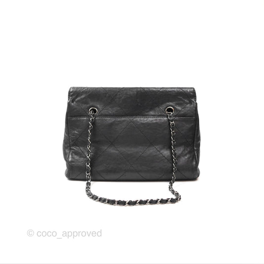 Chanel Large Hamptons Shopping Tote Black Washed Calfskin