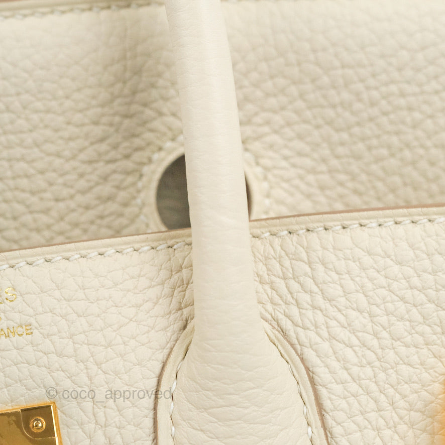 Hermes Birkin 25 Craie Togo Gold Hardware