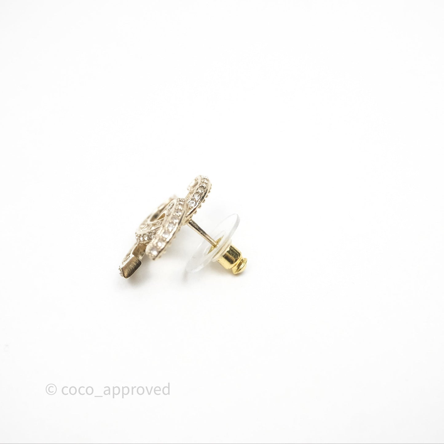 Chanel CC Crystal Earrings Gold Tone 24V