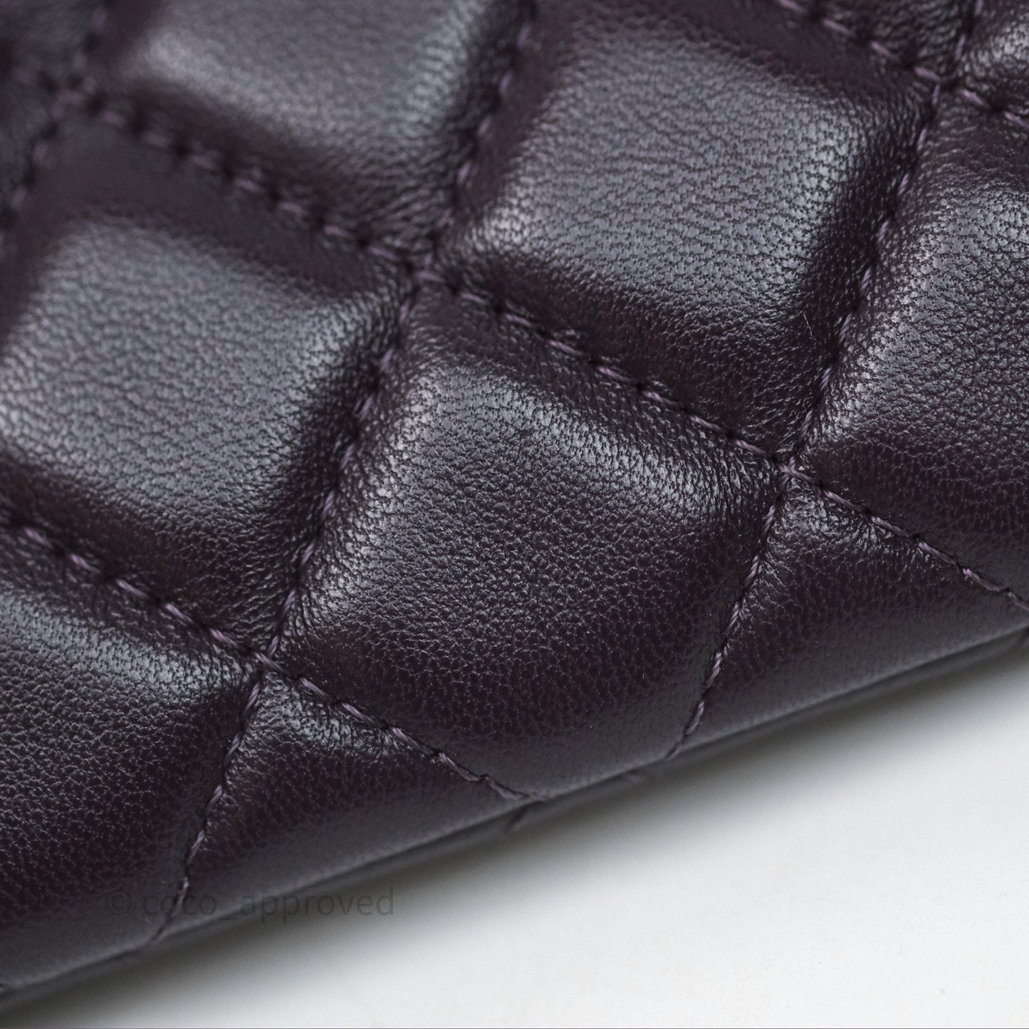 Chanel Quilted Small O Case Dark Purple Lambskin Silver Hardware