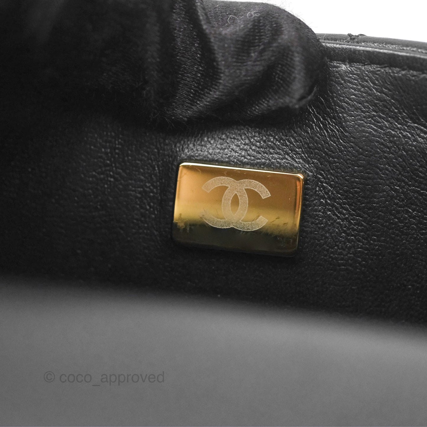 Chanel Top Handle Mini Rectangular Flap Bag Black Lambskin Gold Hardware
