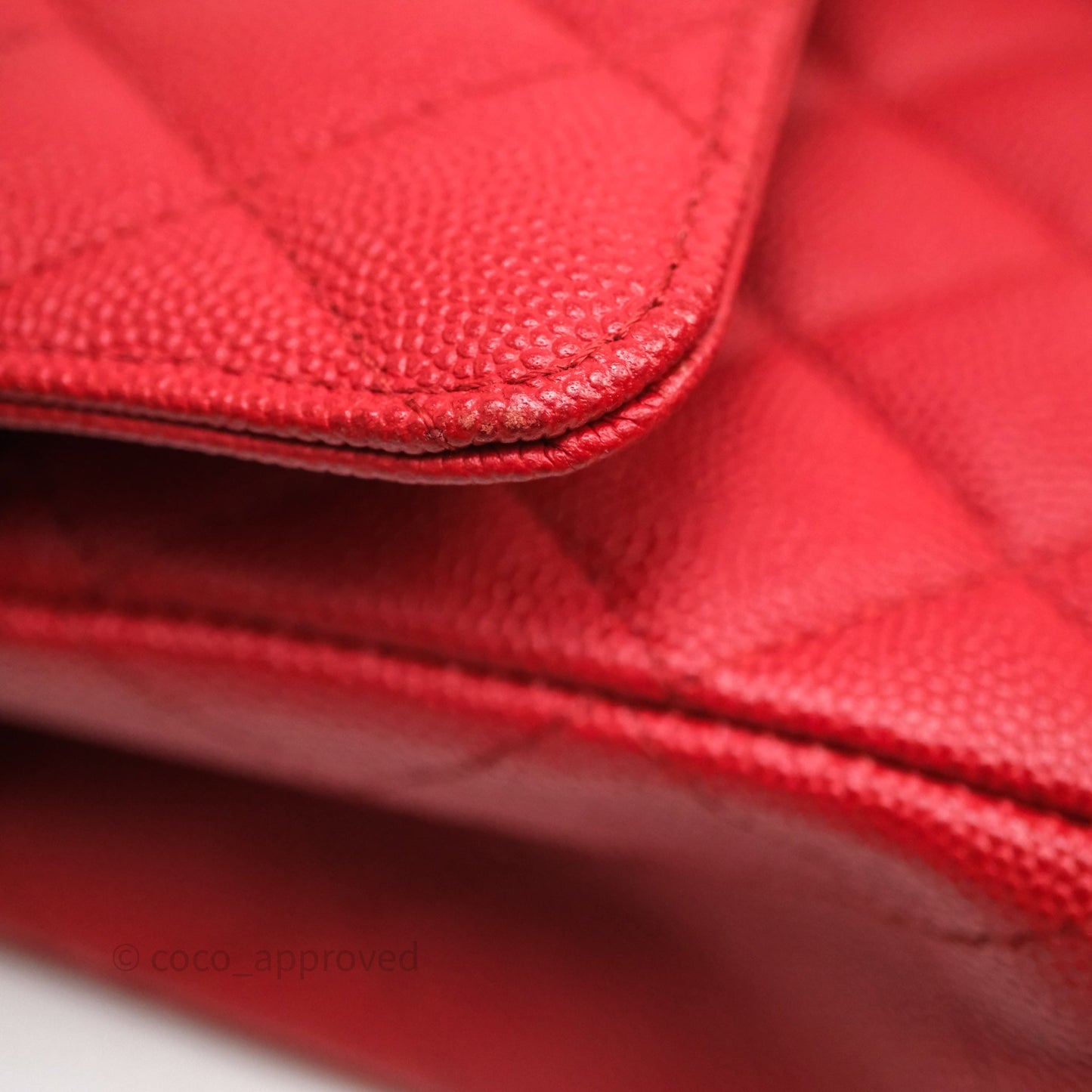 Chanel Classic M/L Medium Flap Quilted Red Caviar Silver Hardware