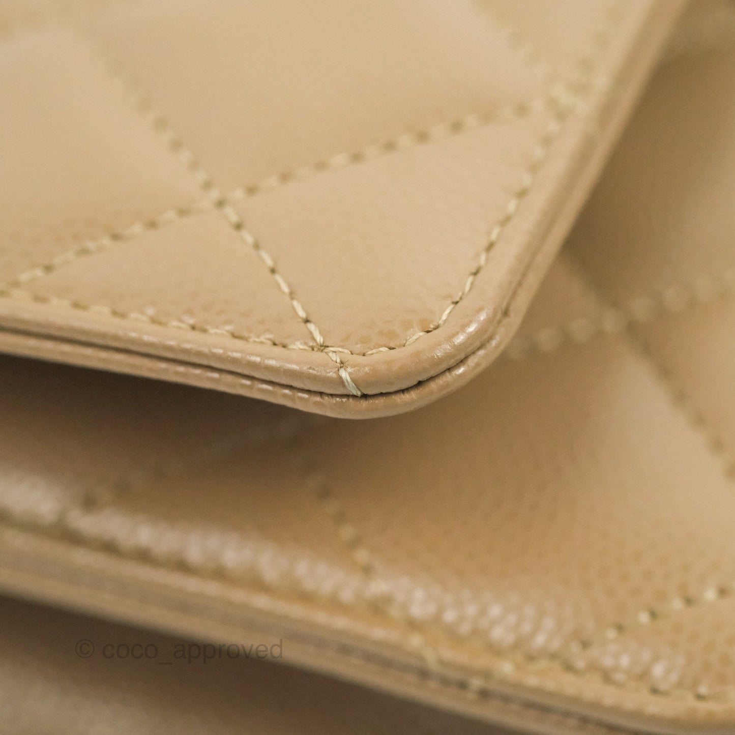 Chanel Quilted Classic Wallet on Chain WOC Dark Beige Caviar Gold Hardware