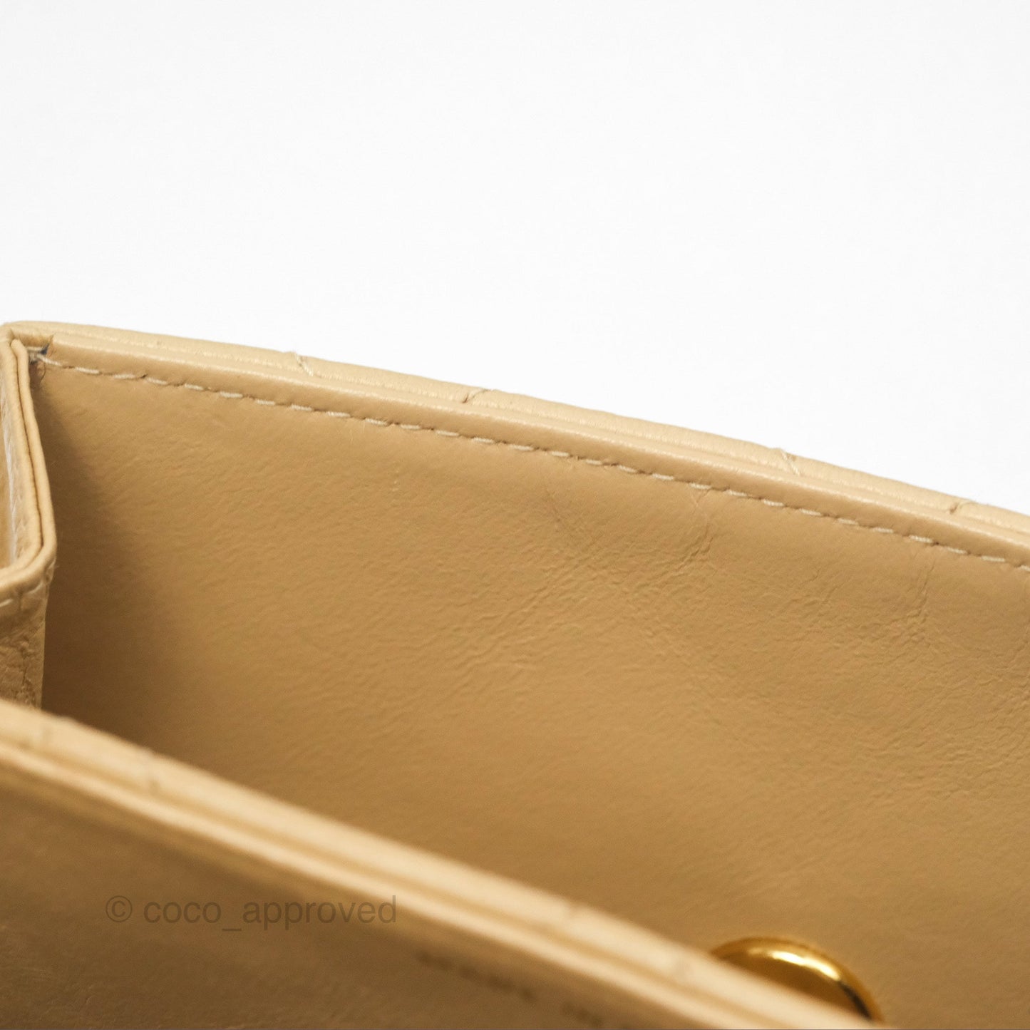 Chanel Vintage Flap Bag Beige Lambskin Gold Hardware