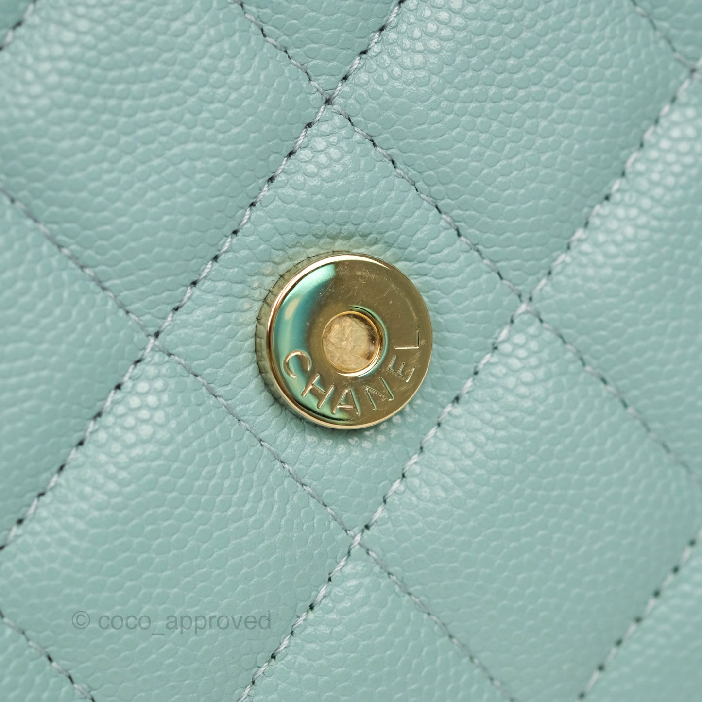 Chanel Quilted Classic Wallet On Chain WOC Tiffany Blue Caviar Gold Hardware