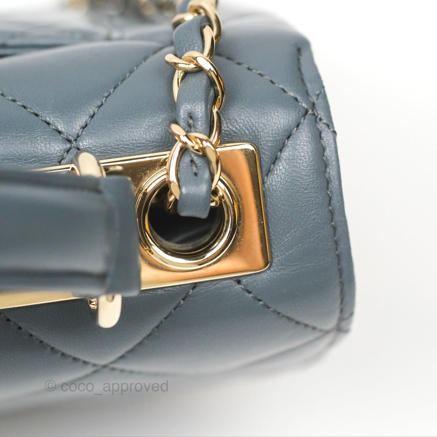Chanel Small Trendy CC Grey Blue Lambskin Gold Hardware