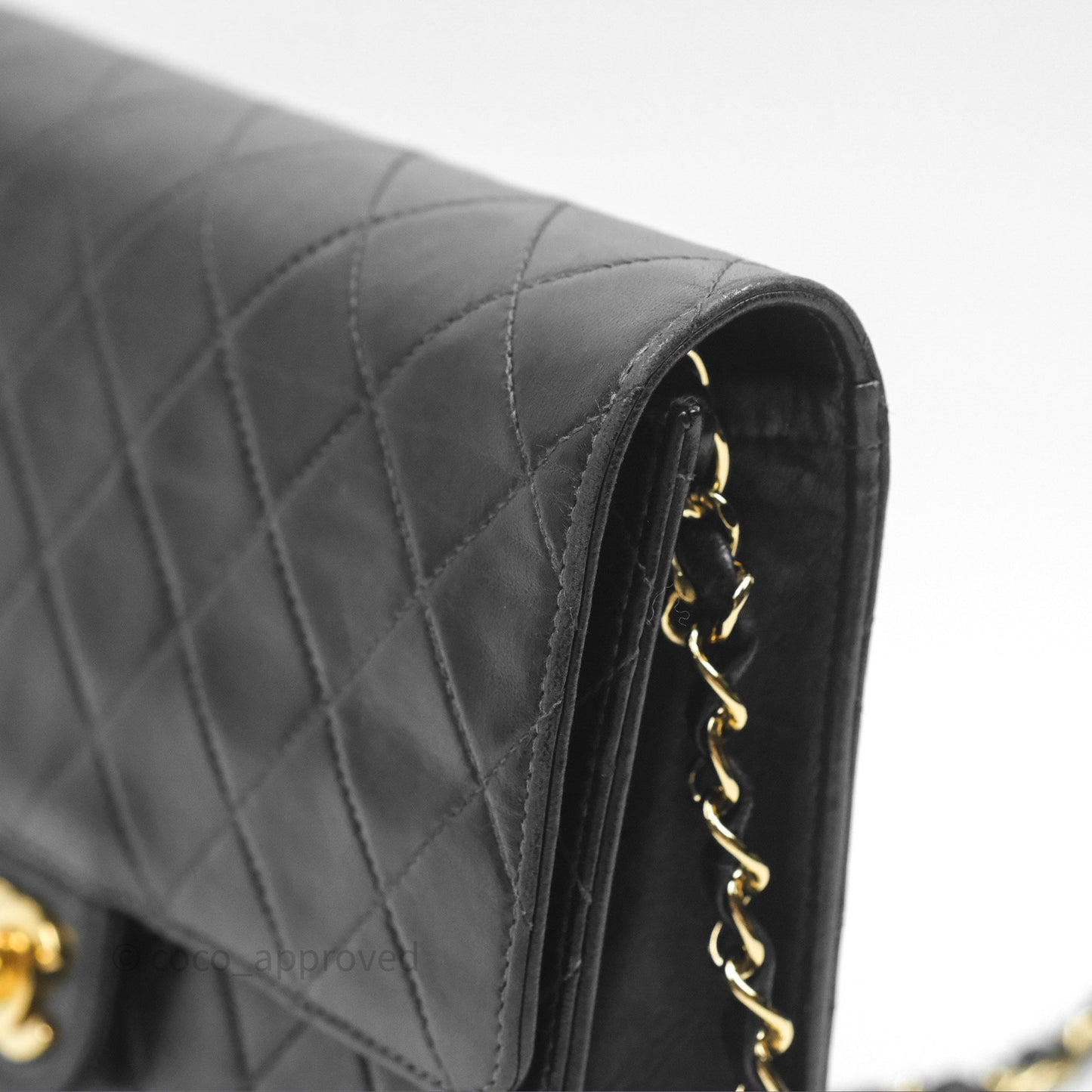 Chanel Vintage Quilted Flap Bag Black Lambskin 24K Gold Hardware