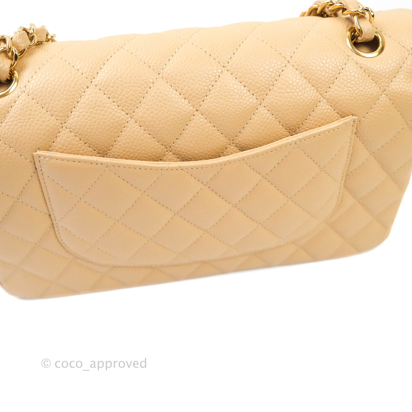 Chanel Classic M/L Medium Double Flap Beige Caviar Gold Hardware