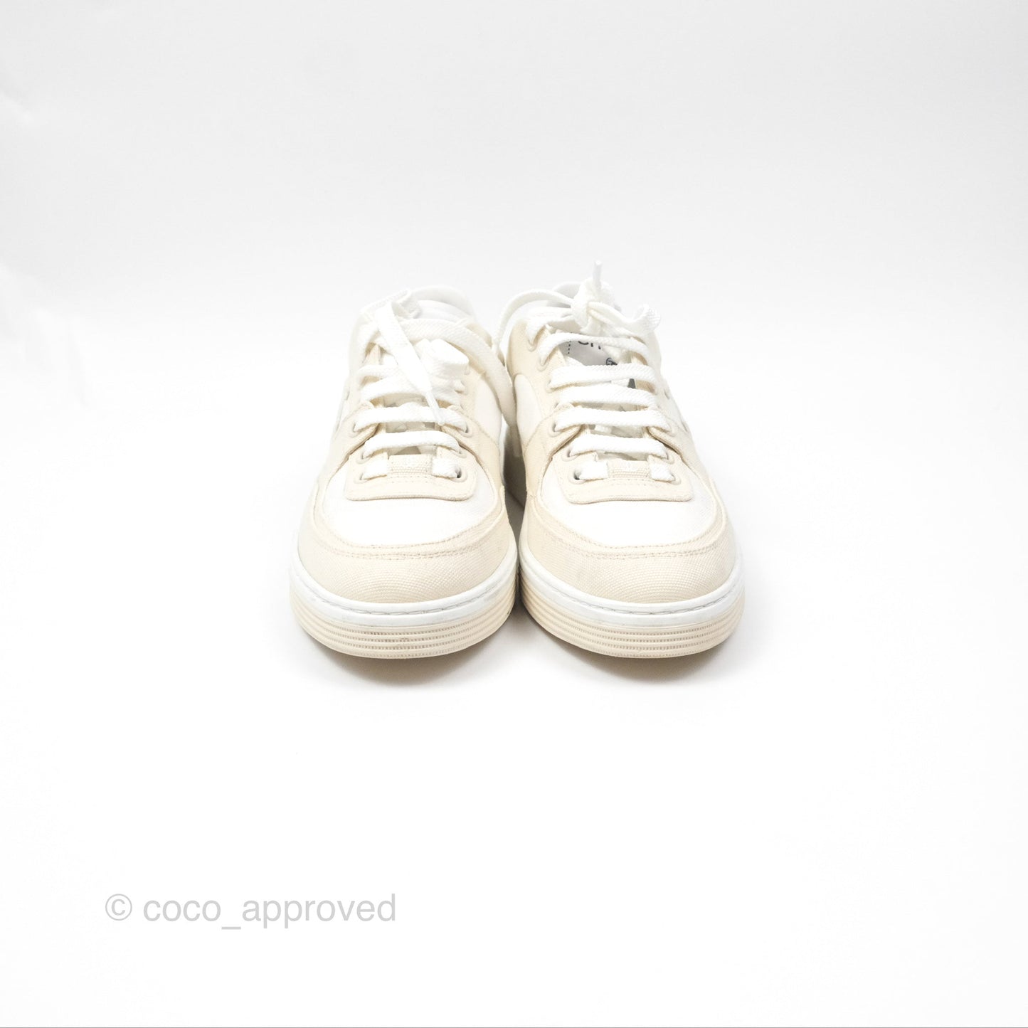 Chanel Ivory Beige White Sneakers Size 37.5