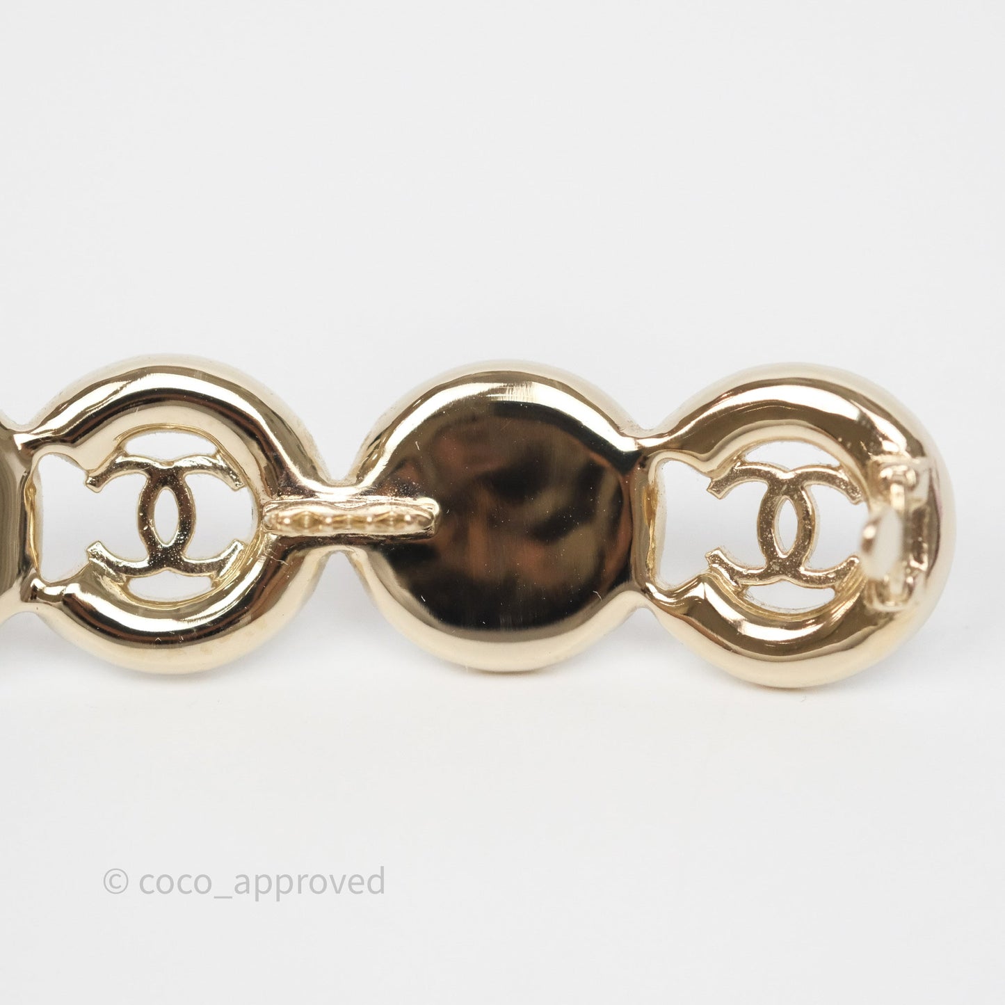 Chanel CC Coco Pearl Hair Clip Gold Tone 21P