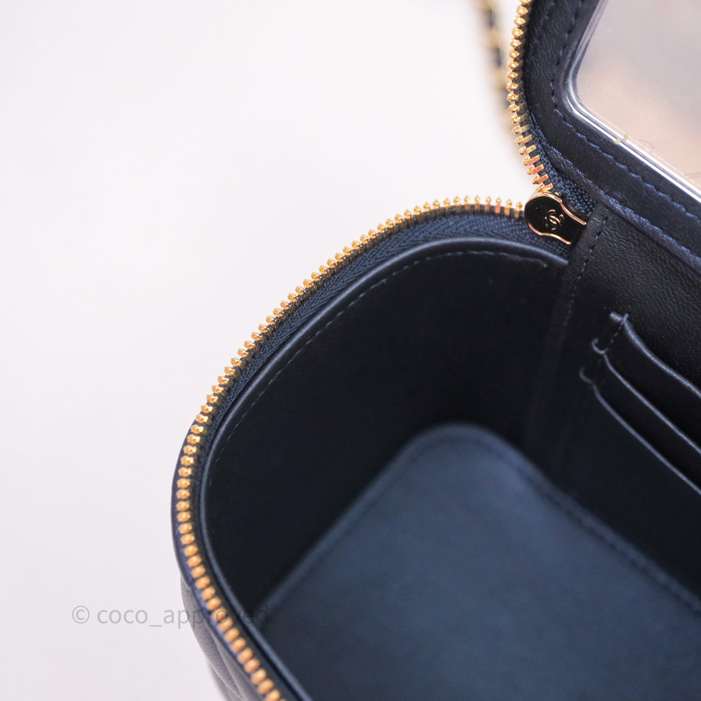 Chanel Top Handle Vanity Irdescent Navy Lambskin Gold Hardware