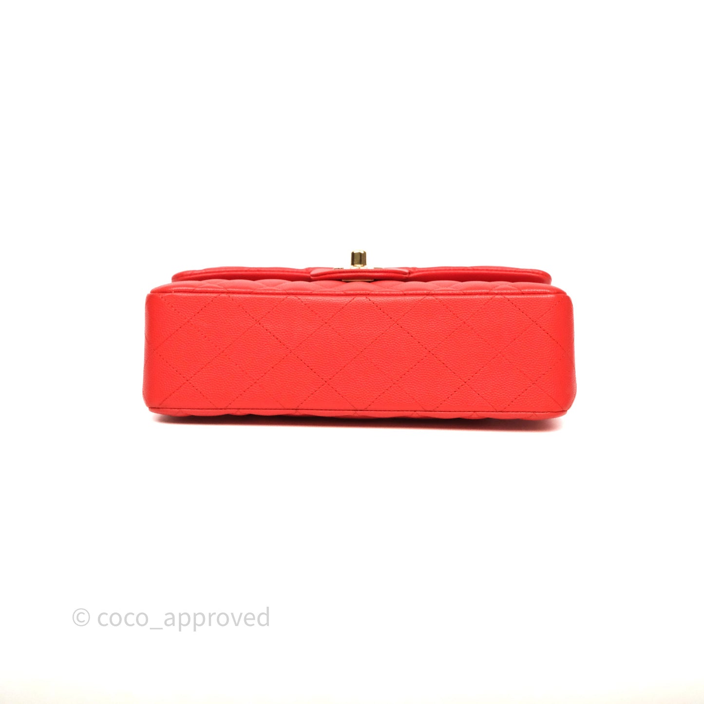 Chanel Small Classic Flap Quilted Red Orange Caviar Gold Hardware