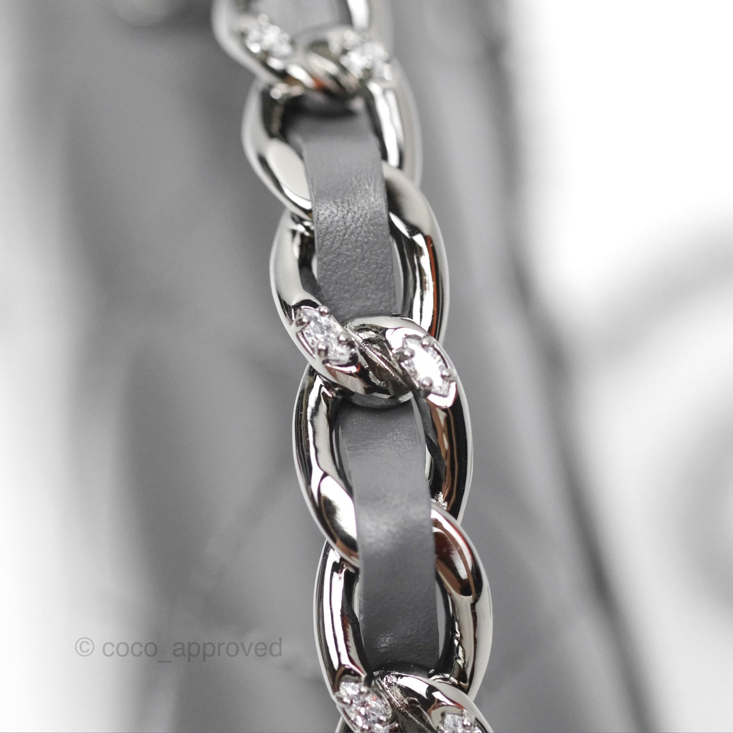 Chanel Top Handle Wallet On Chain WOC Dark Grey Calfskin Gun Metal 23K