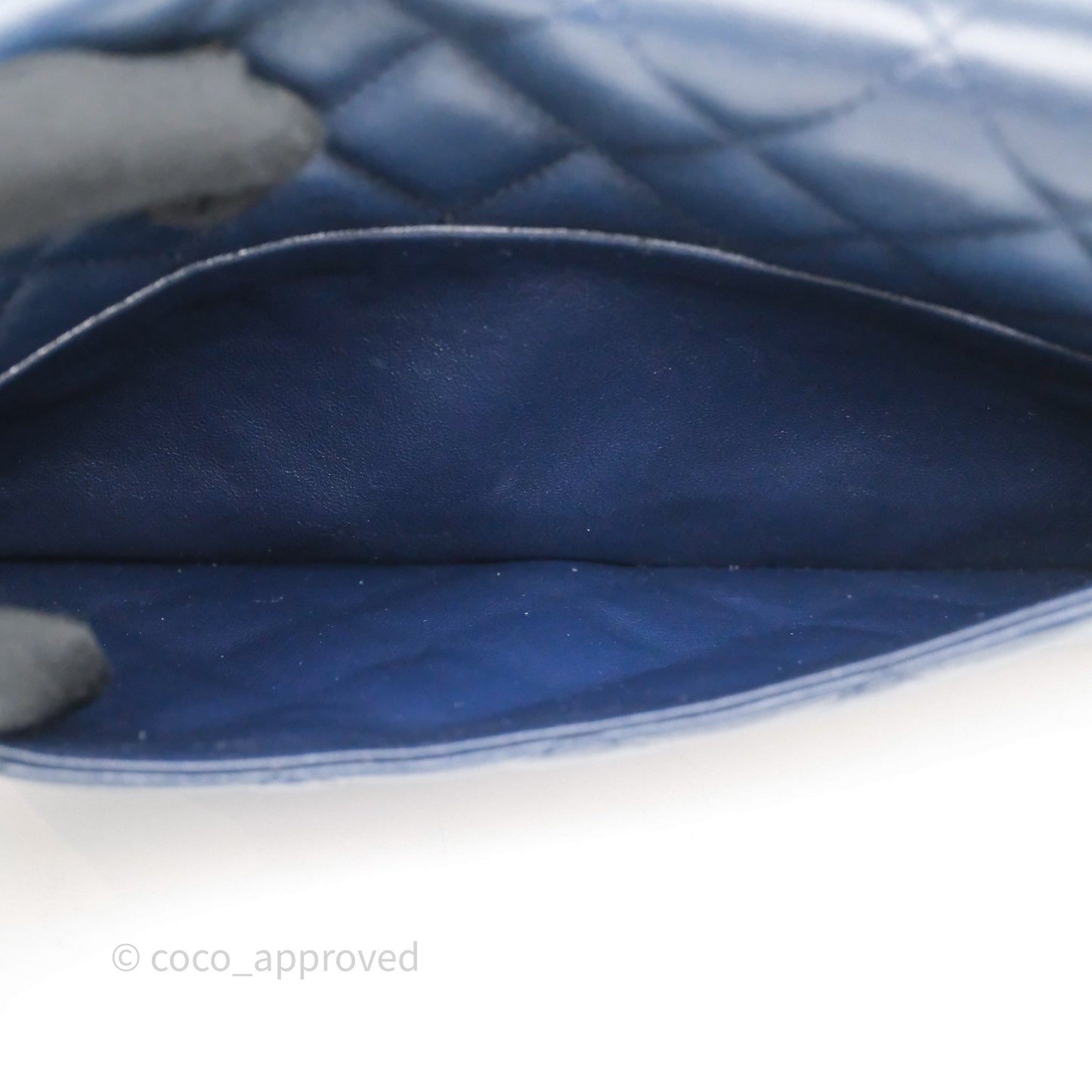 Chanel Quilted Clutch with Chain Lambskin Navy Gun Metal Hardware