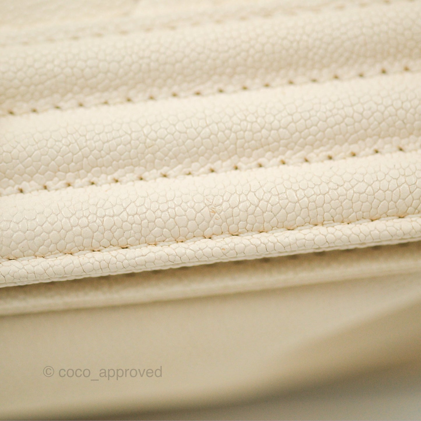Chanel Medium Boy Quilted Ivory Caviar Aged Gold Hardware