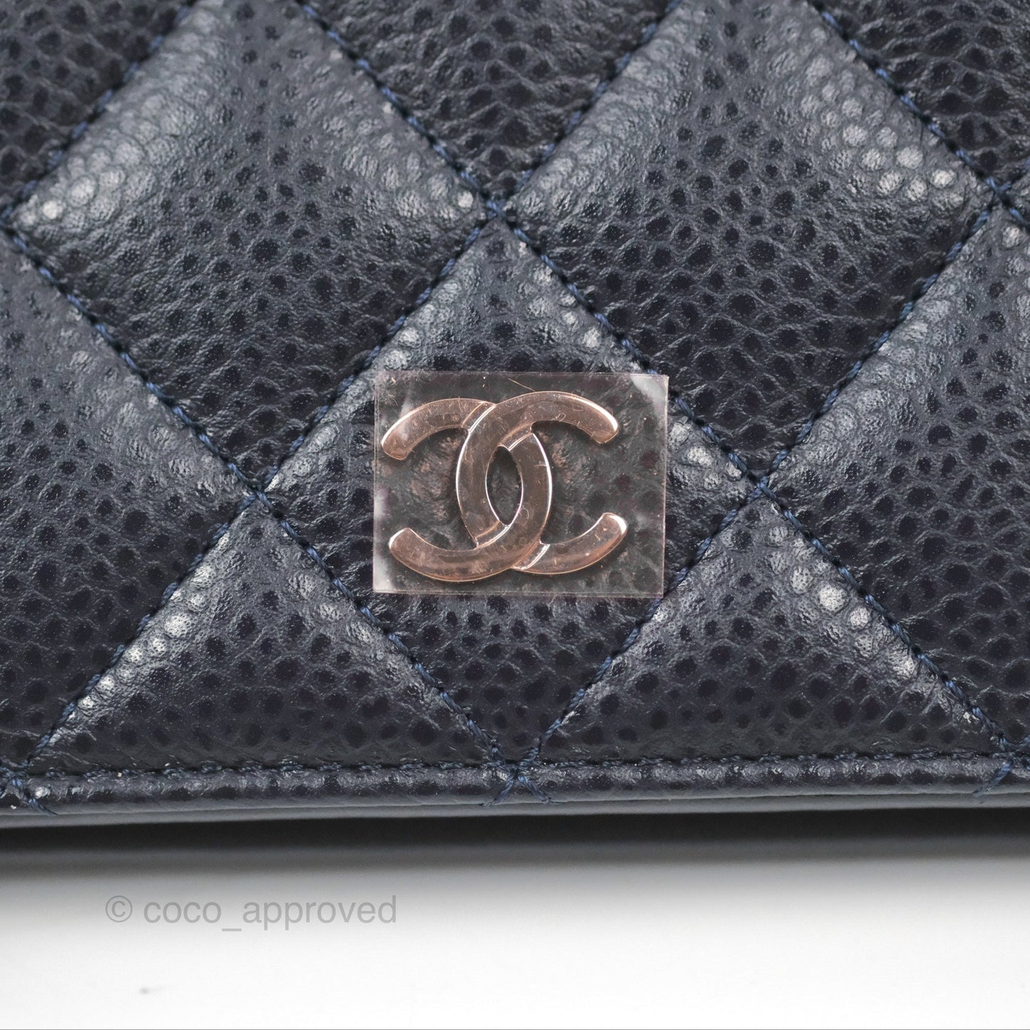 Chanel Classic Quilted Long Wallet Navy Caviar Silver Hardware