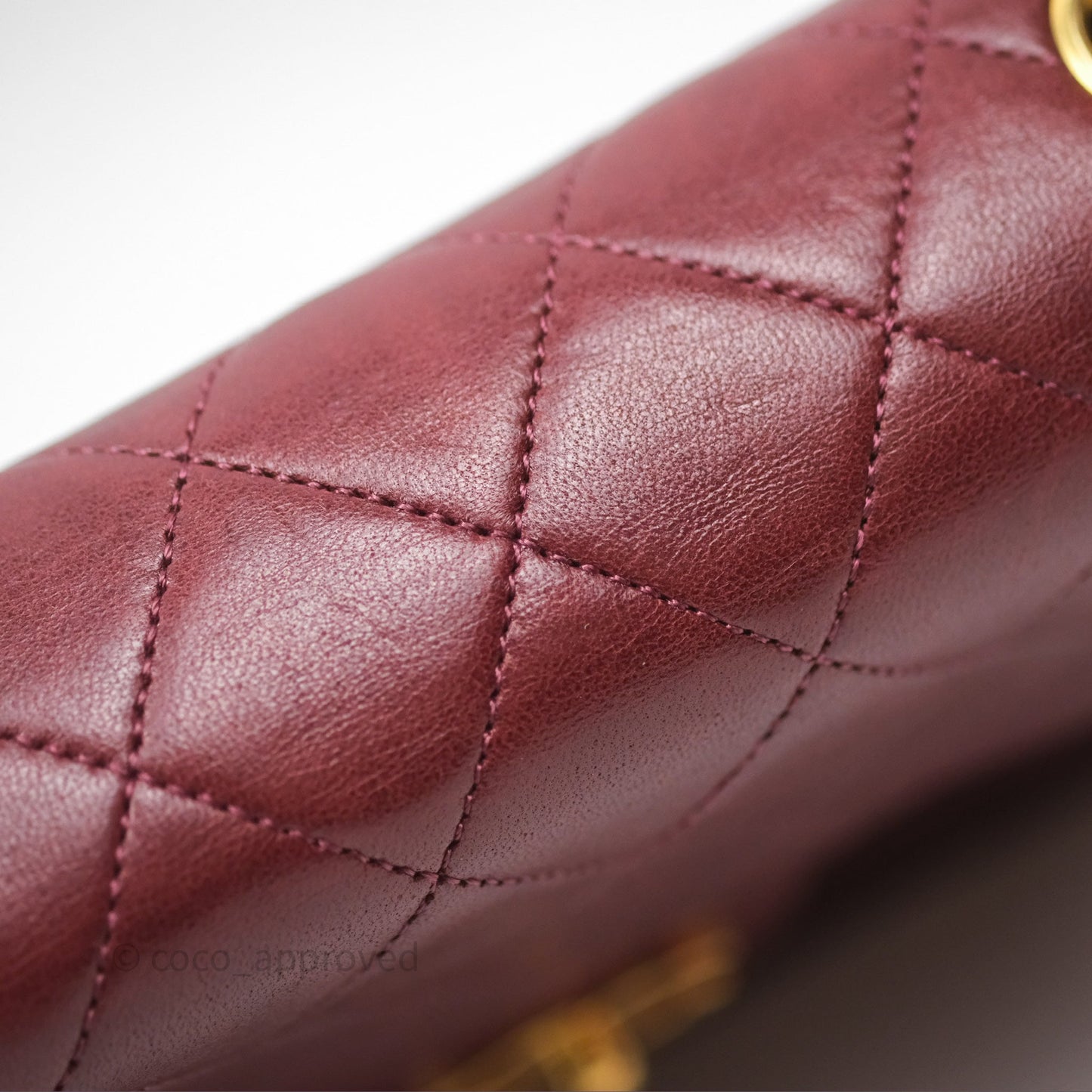 Chanel Vintage Mini Square Burgundy Lambskin 24K Gold Hardware