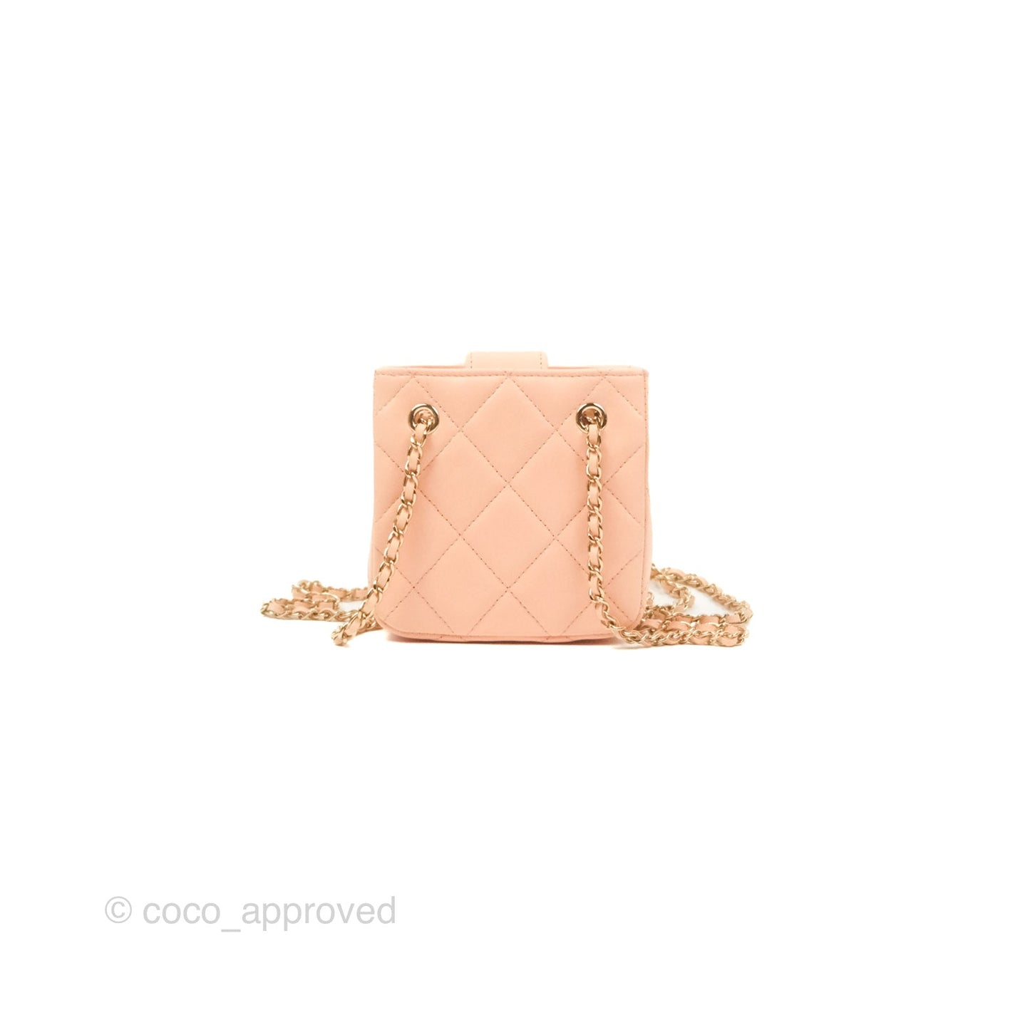 Chanel Mini Clutch With Chain Light Beige Pink Lambskin Gold Hardware
