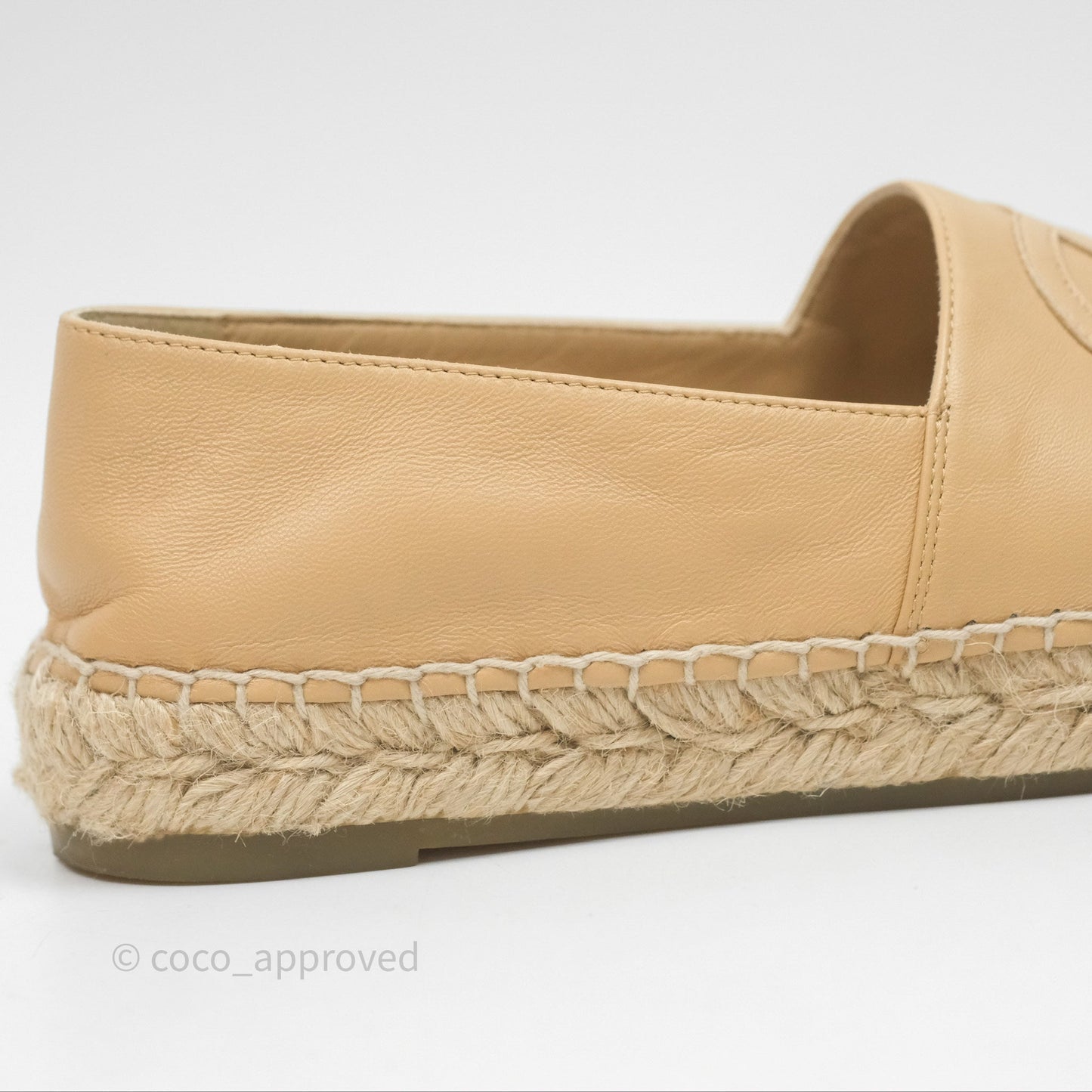 Chanel CC Espadrilles Beige Black Lambskin Size 38
