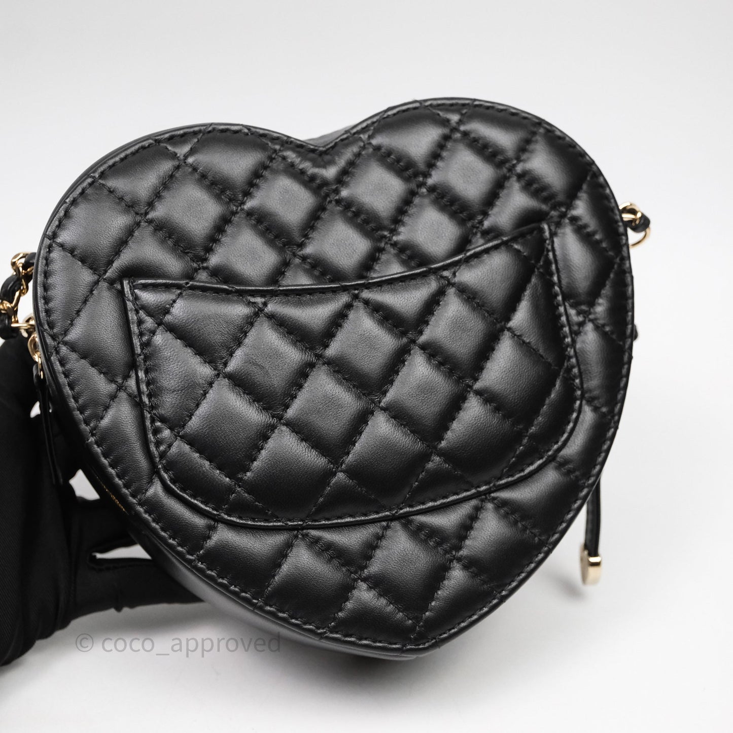 Chanel Large Heart Bag Black Lambskin Gold Hardware 22S