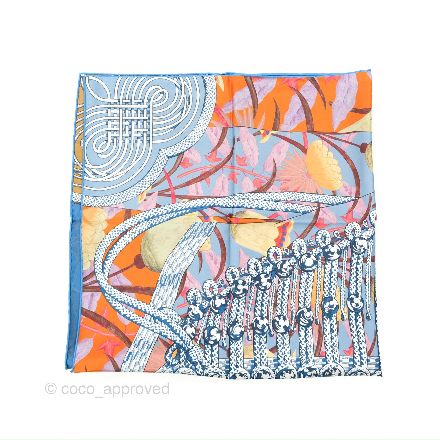 Hermès Brandebourgs Fleuris Double Face Scarf 90