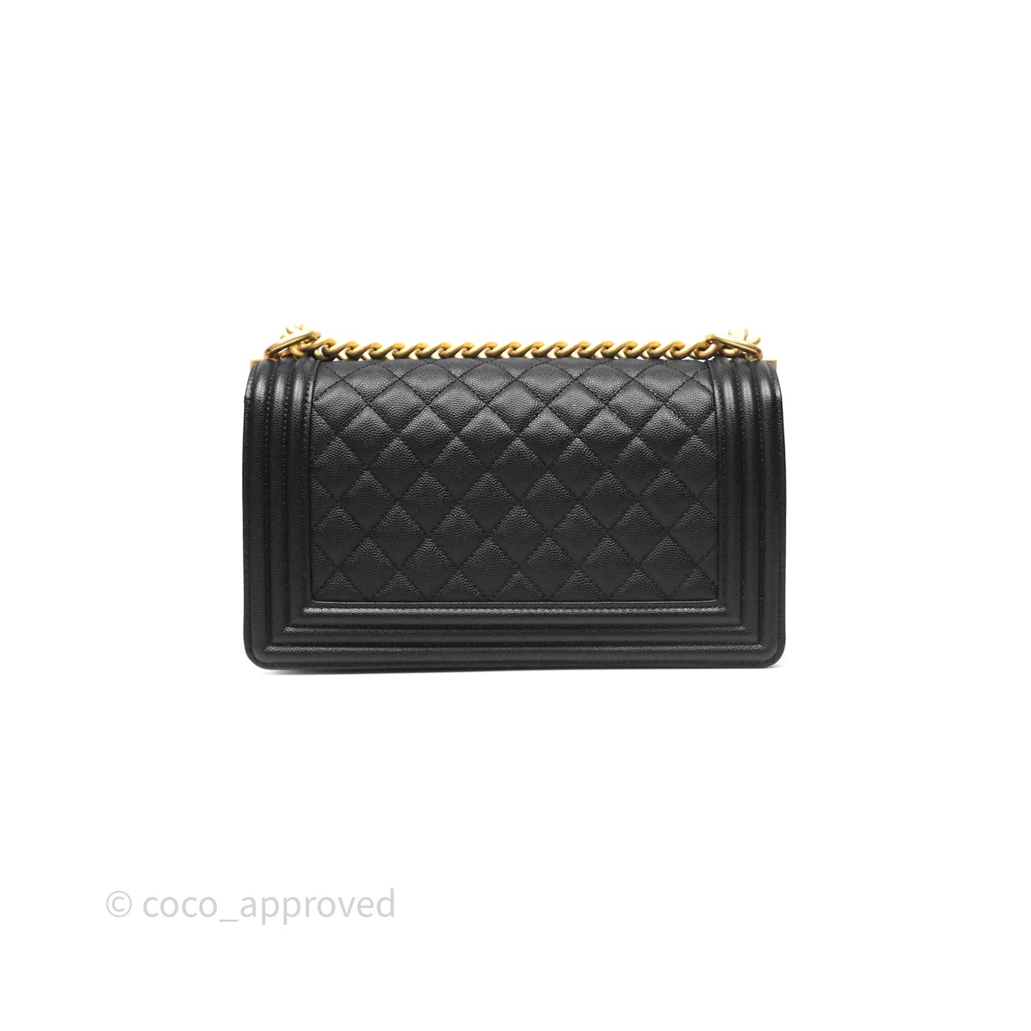 Chanel Quilted Medium Boy Black Caviar Aged Gold Hardware