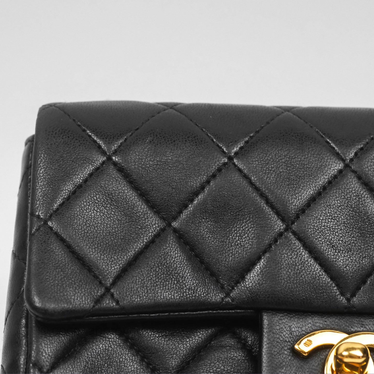 Chanel Vintage Mini Square Black Lambskin 24K Gold Hardware