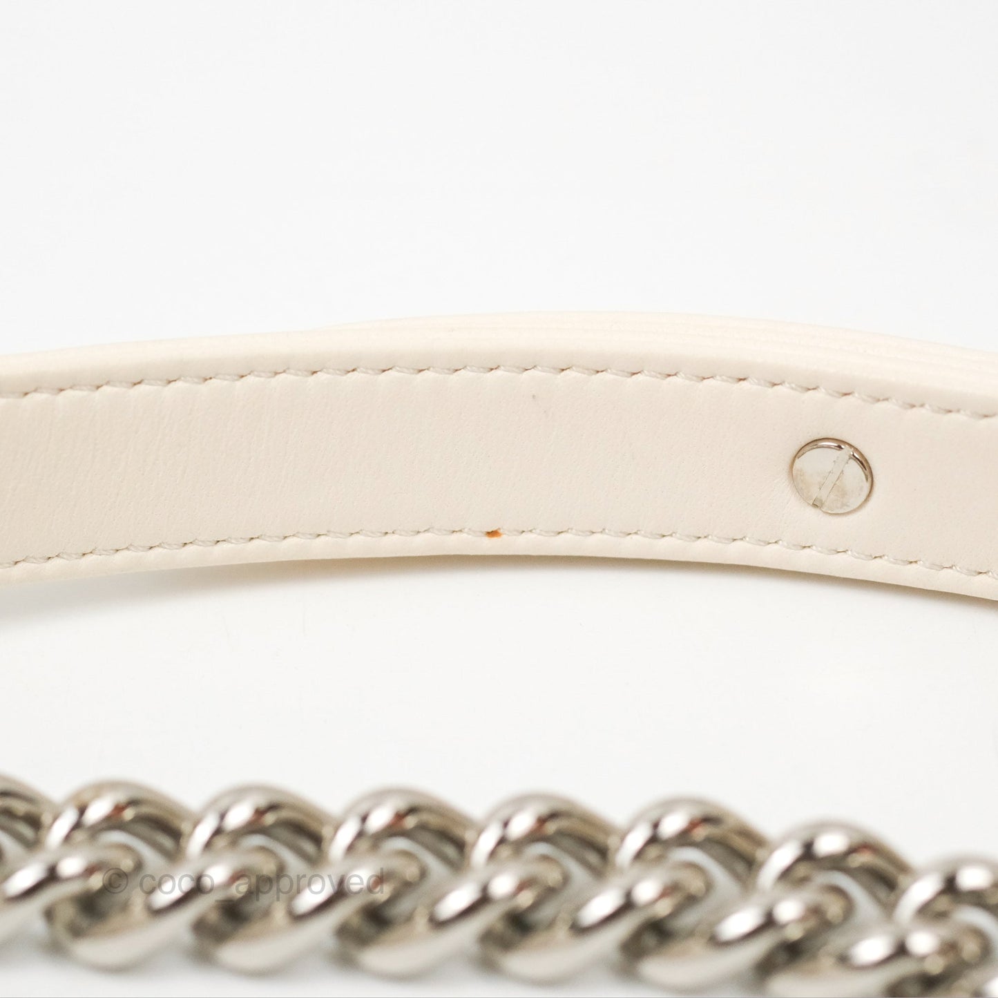 Chanel Medium Boy Sequins Quilted White Lambskin Silver Hardware