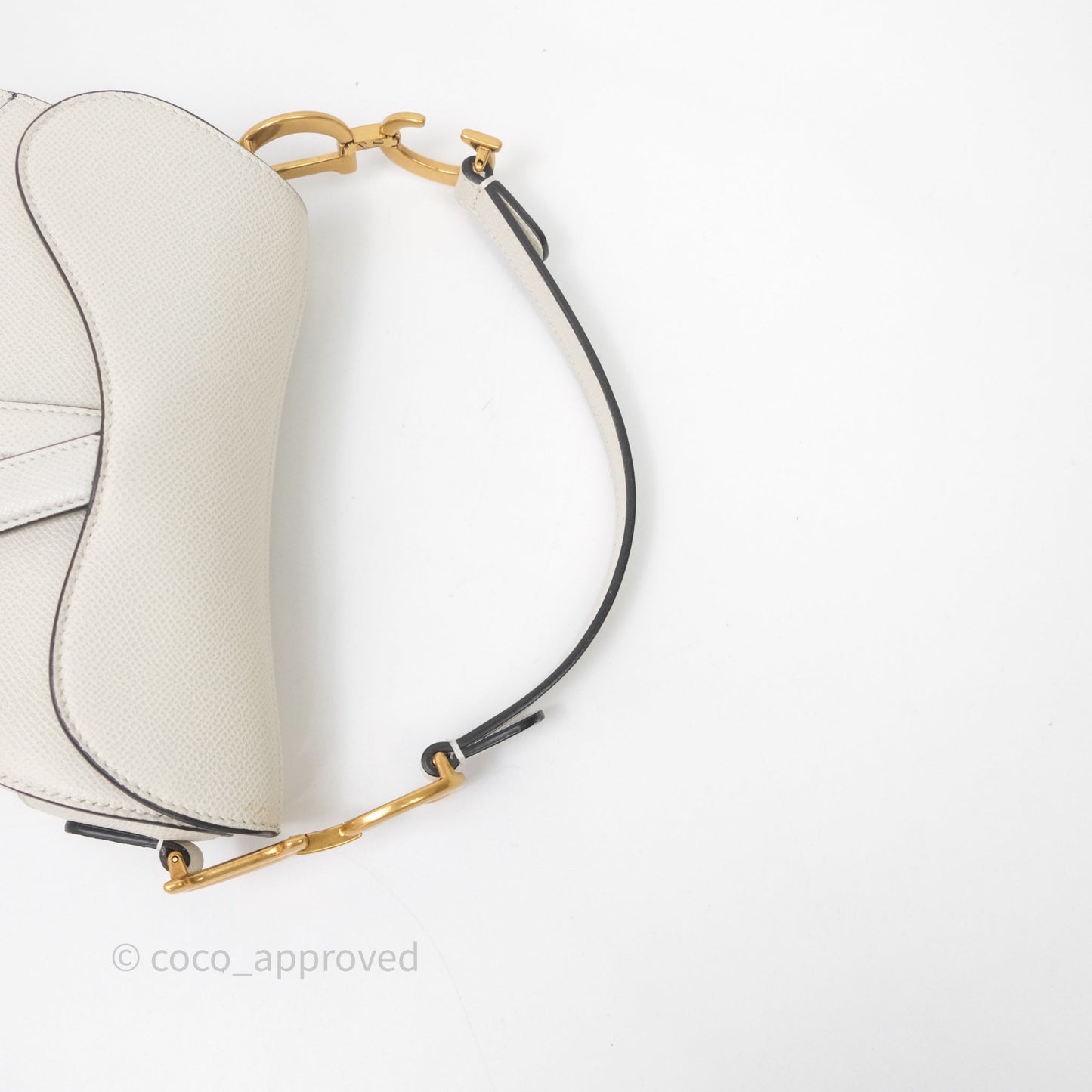 Christian Dior Mini Saddle Bag White Grained Calfskin Gold Hardware