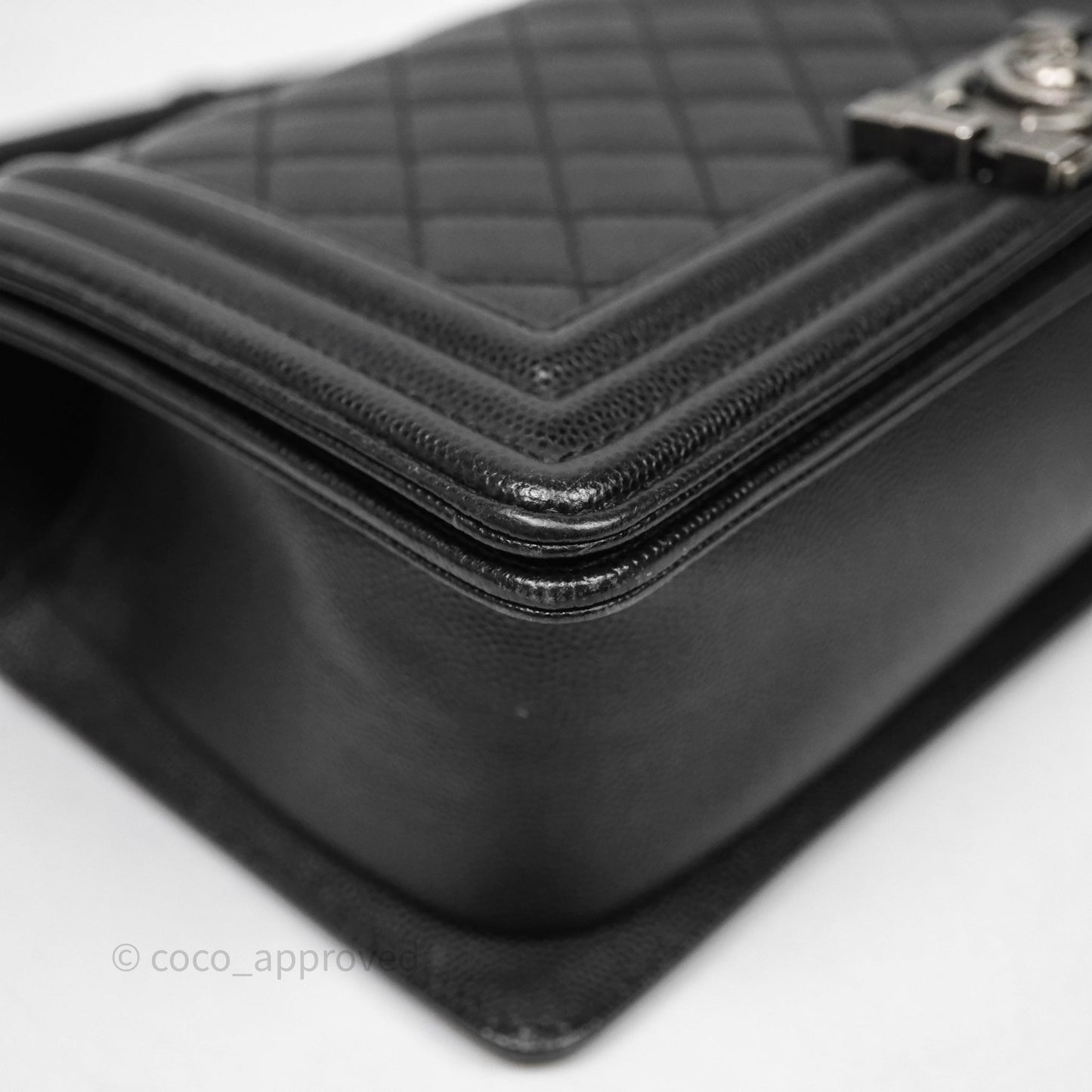 Chanel Medium Boy Quilted Black Caviar Ruthenium Hardware