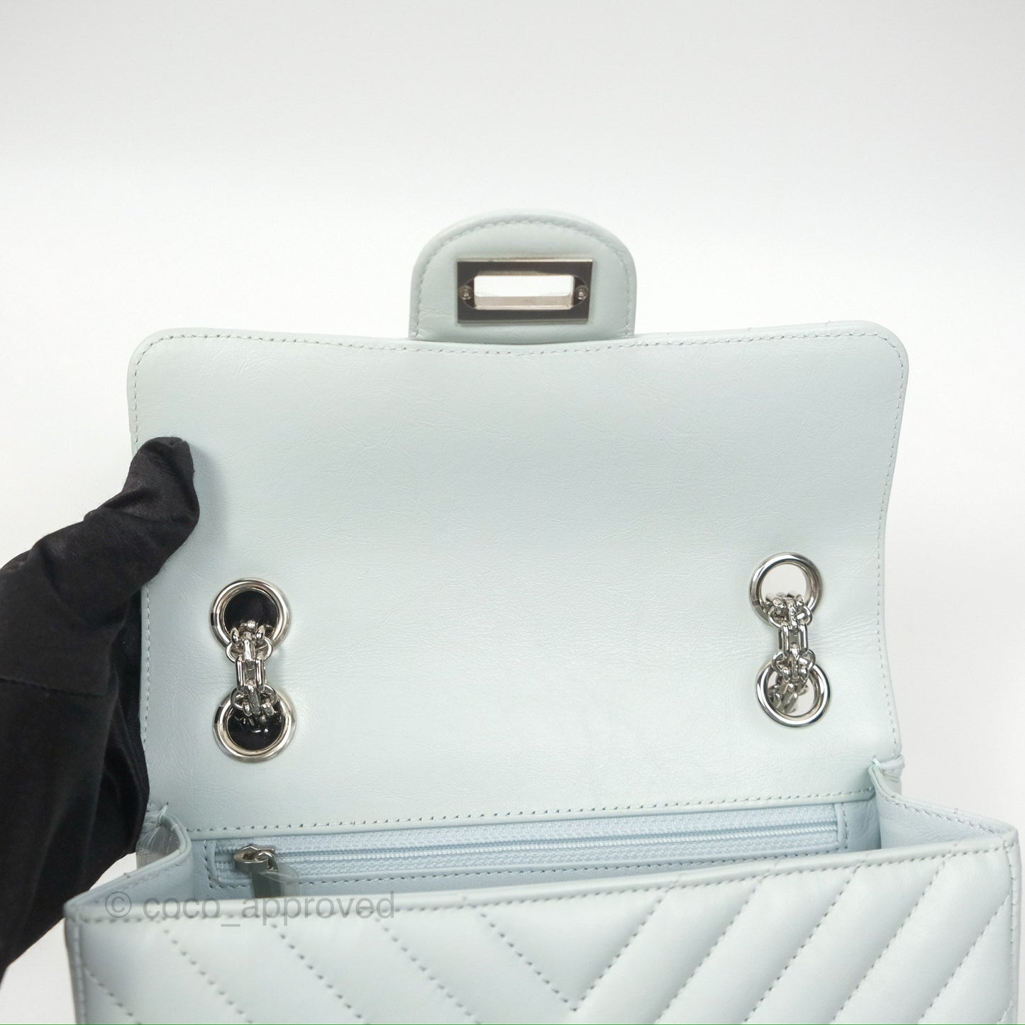 Chanel Mini Reissue 224 Blue Aged Calfskin Silver Hardware